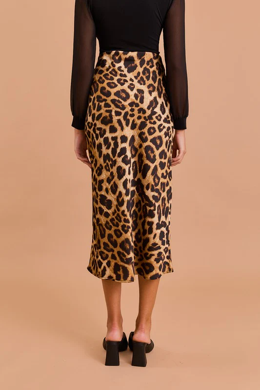 Waitlist 10/5 ♥ Delaney Leopard Print Midi Skirt Taupe