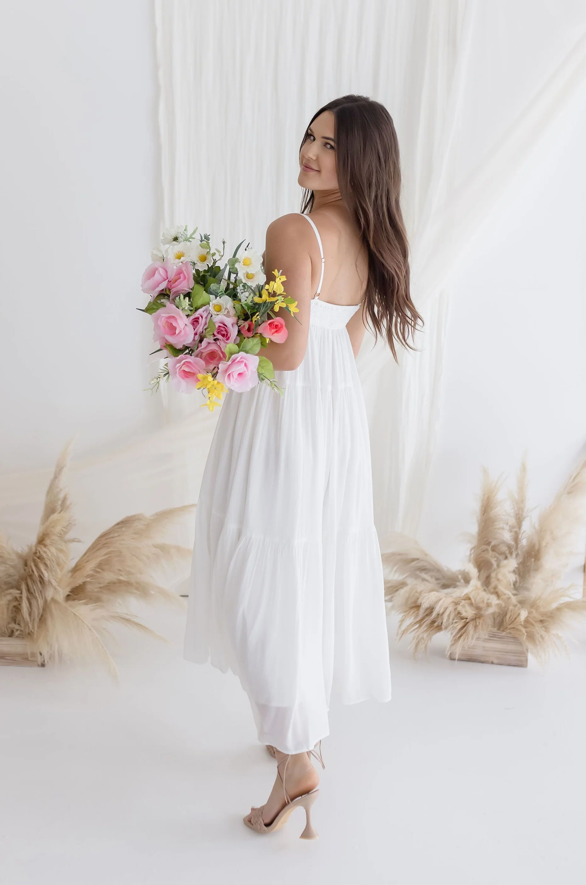 Colbie Sleeveless Crochet Maxi Dress White