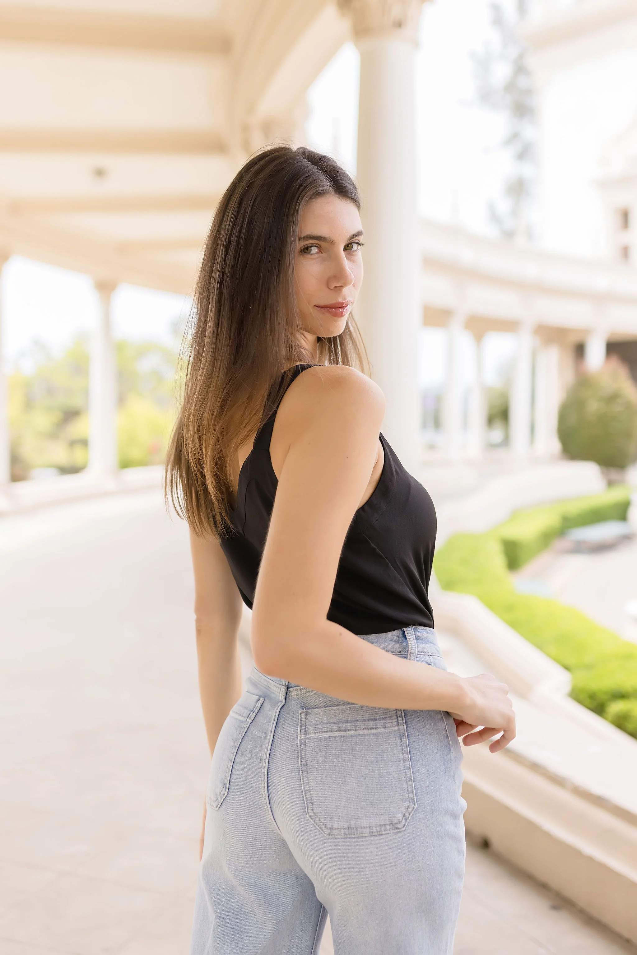 April Sleeveless V Neck Top Black