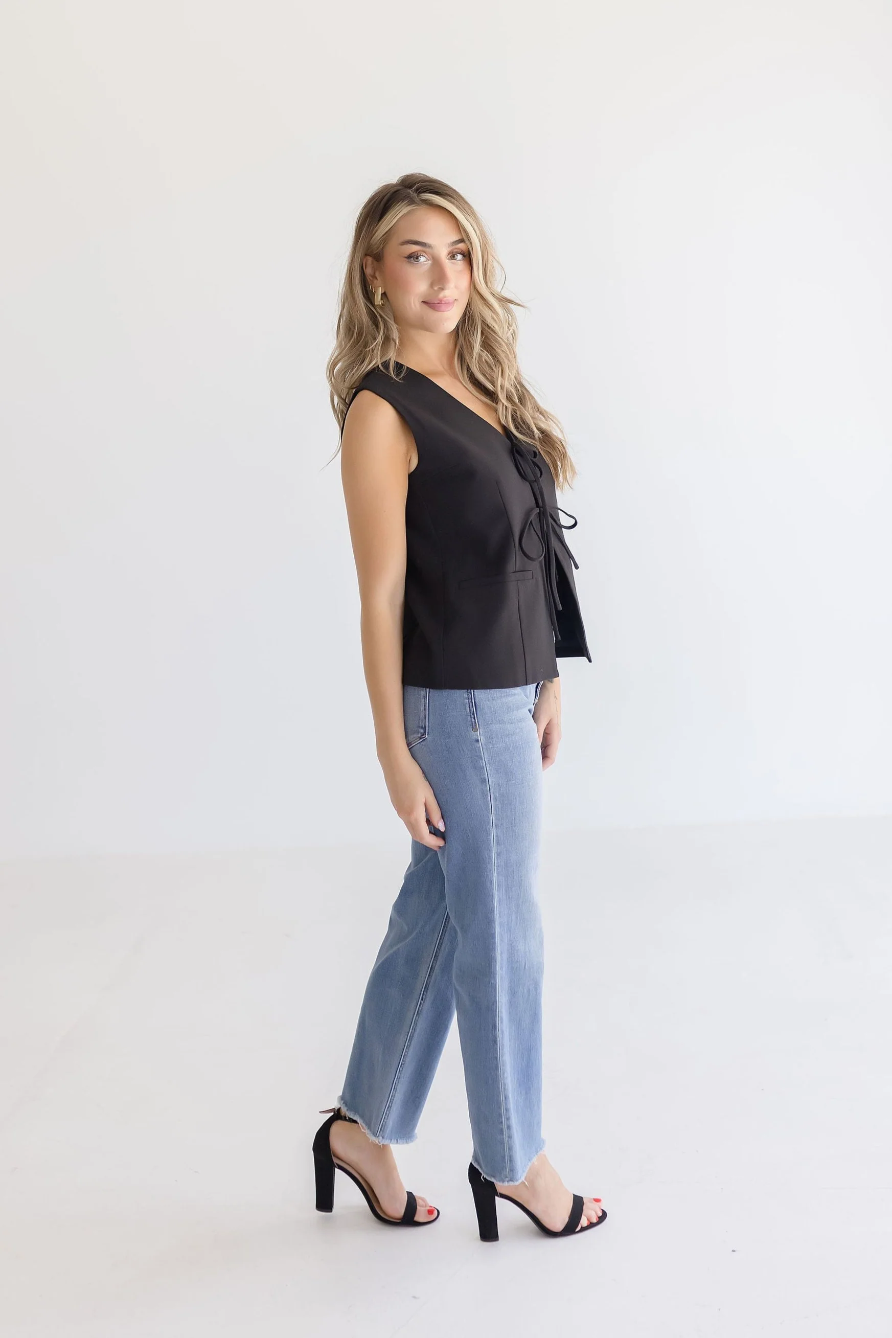 Brisa Bow Tie Vest Black