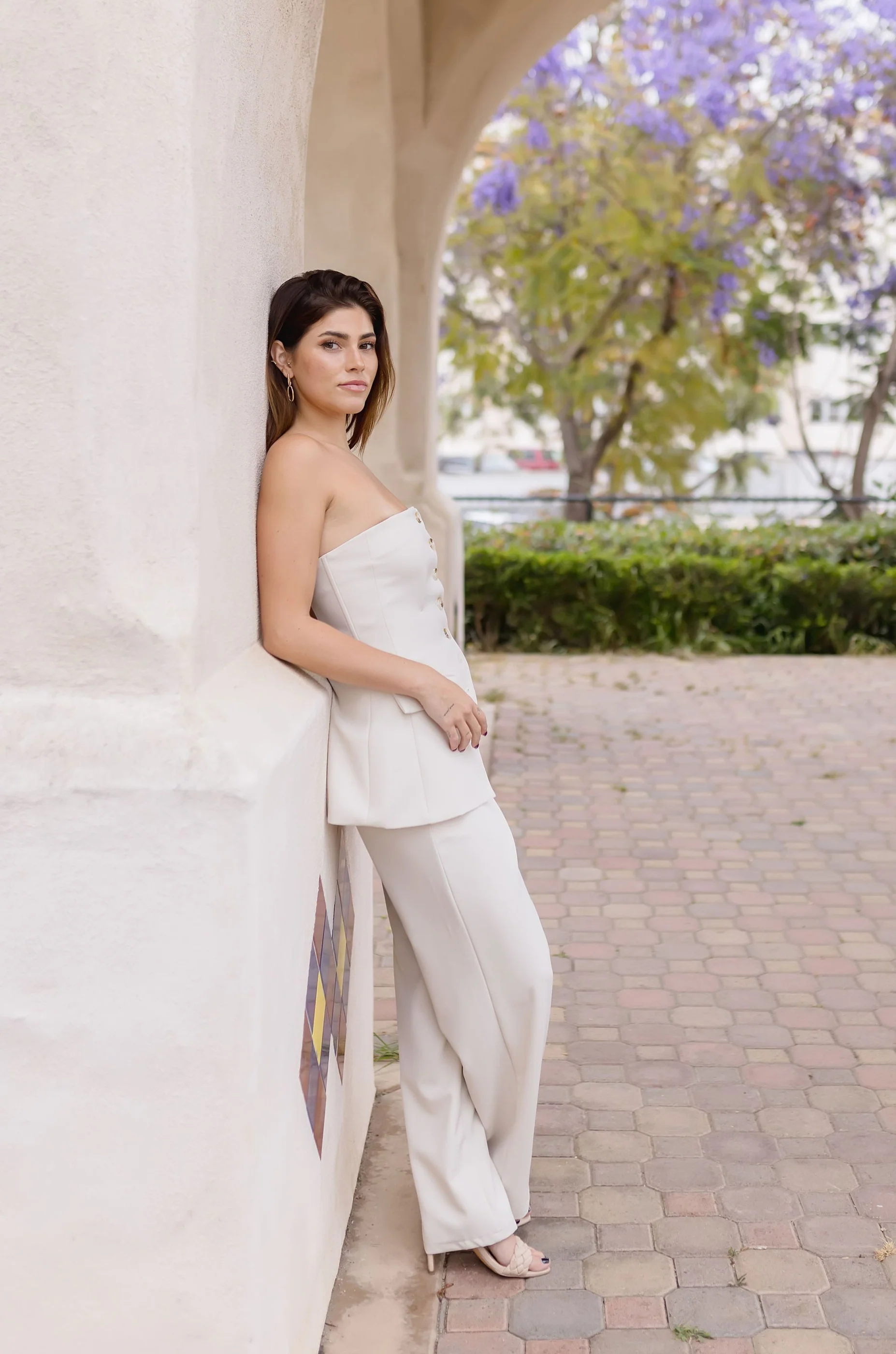 Danielle High Waist Wide Leg Pants Nude