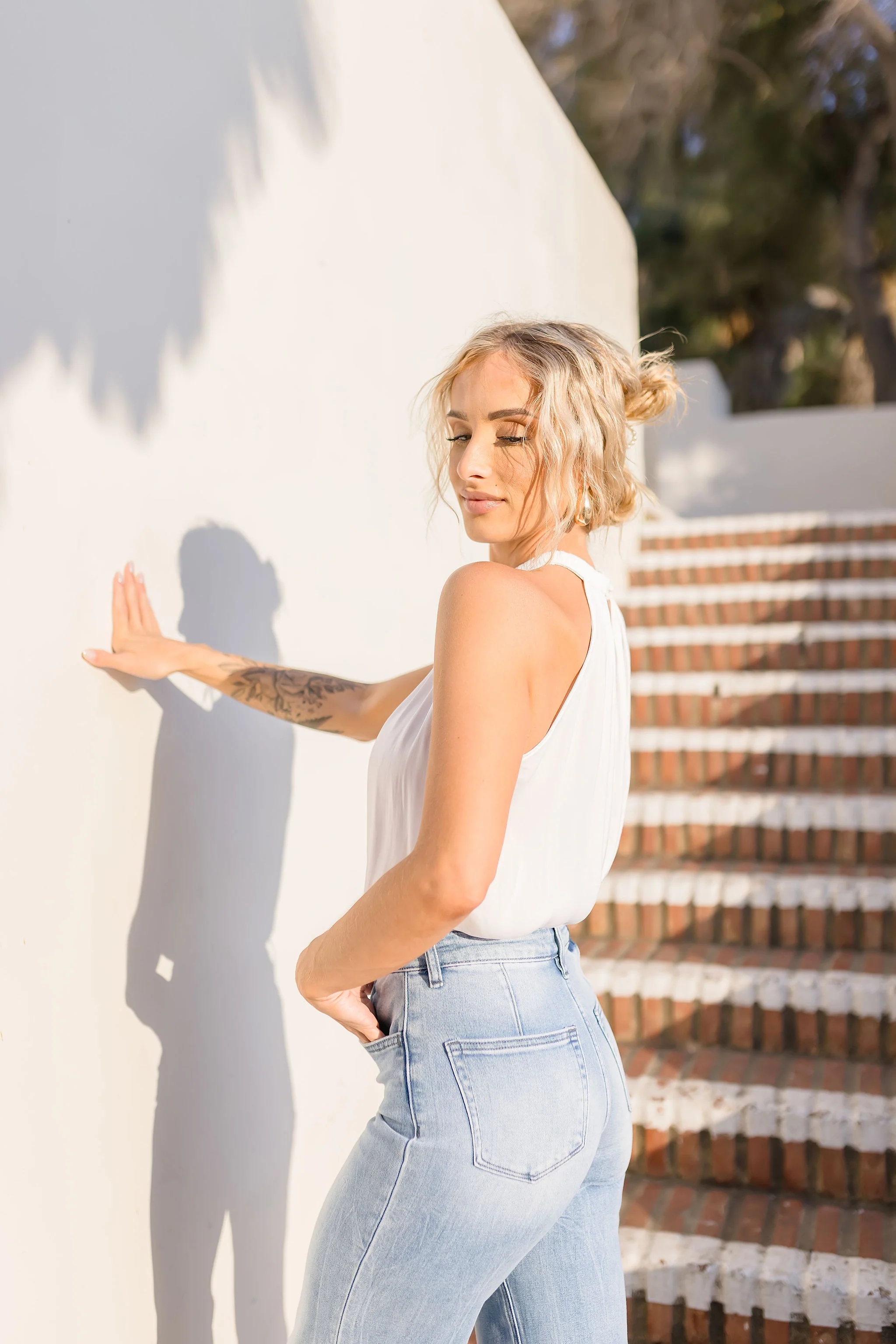 Shea Sleeveless Halter Satin Top White