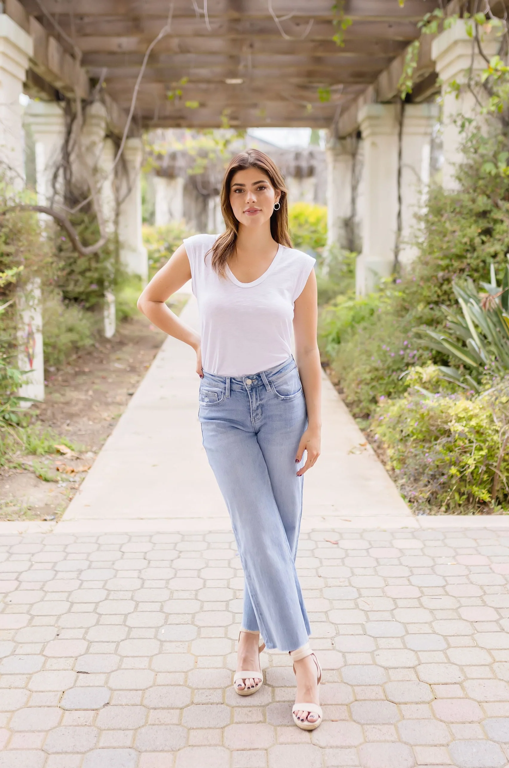 Heather High Rise Wide Leg Jeans Medium Wash