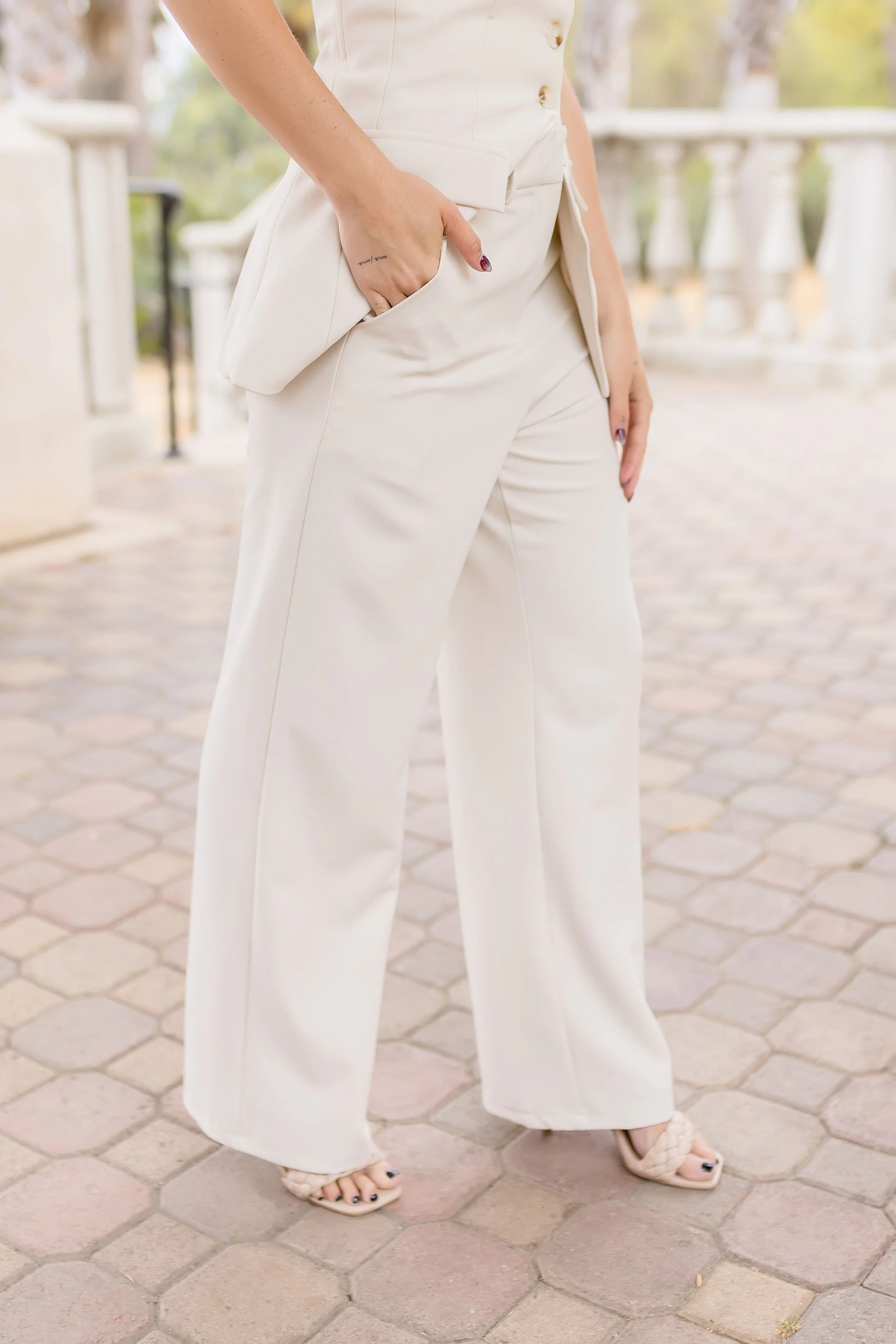 Danielle High Waist Wide Leg Pants Nude