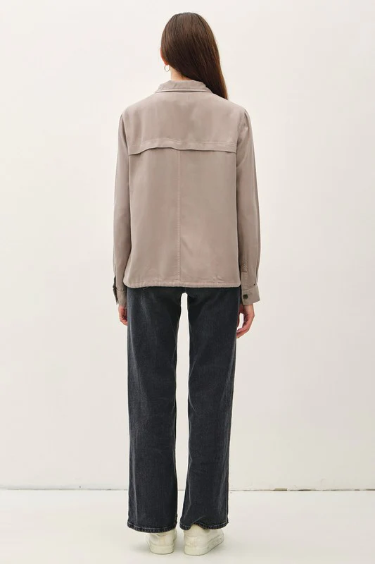 Kate Long Sleeve Drawstring Utility Jacket Grey