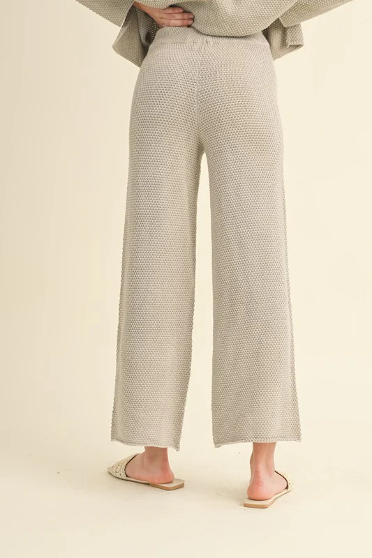 Waitlist 10/16 ♥ Camila Long Sleeve Waffle Knit Sweater Top And Pants Set Grey