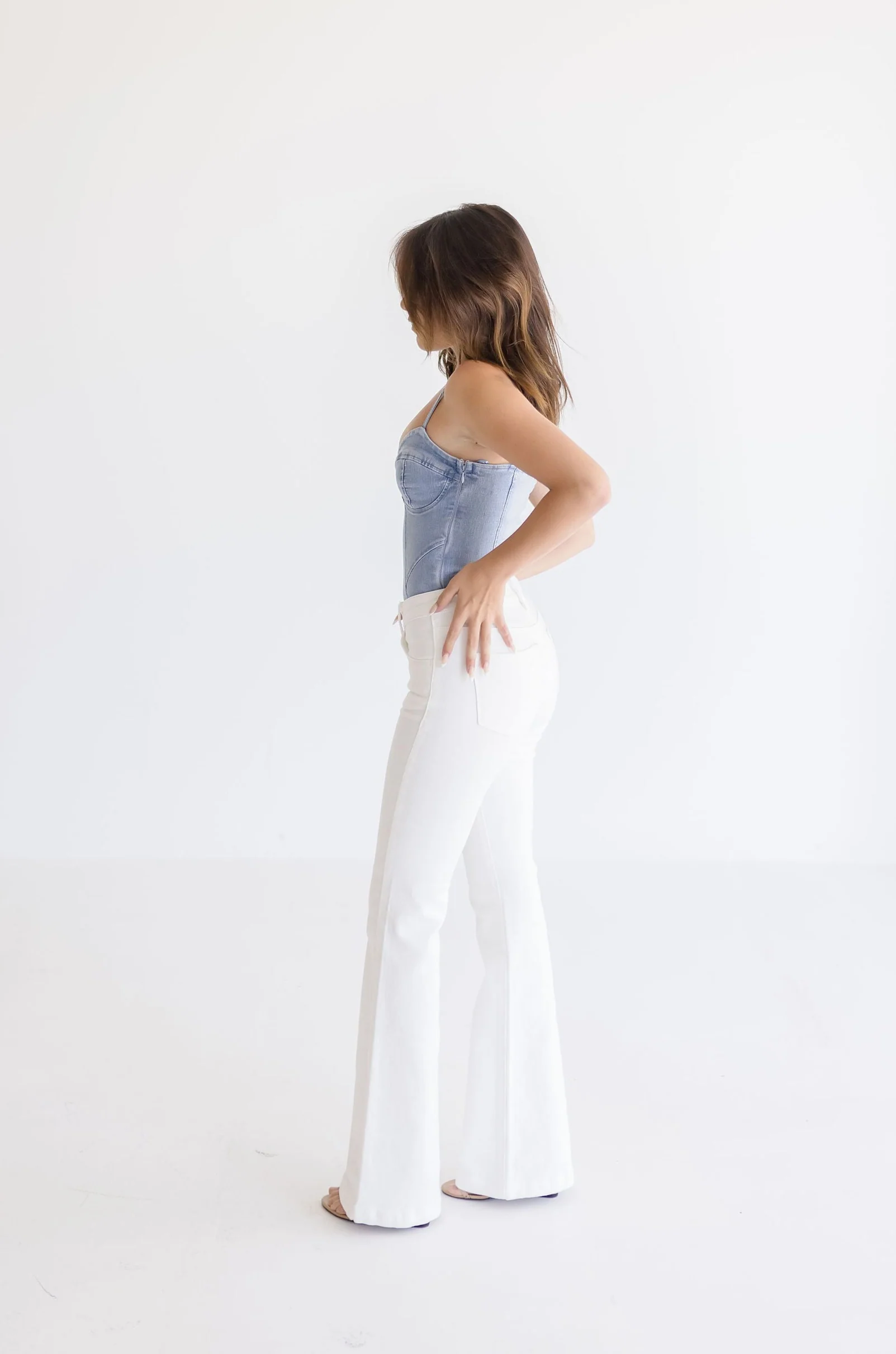 Tess Sleeveless Denim Bodysuit Medium Wash