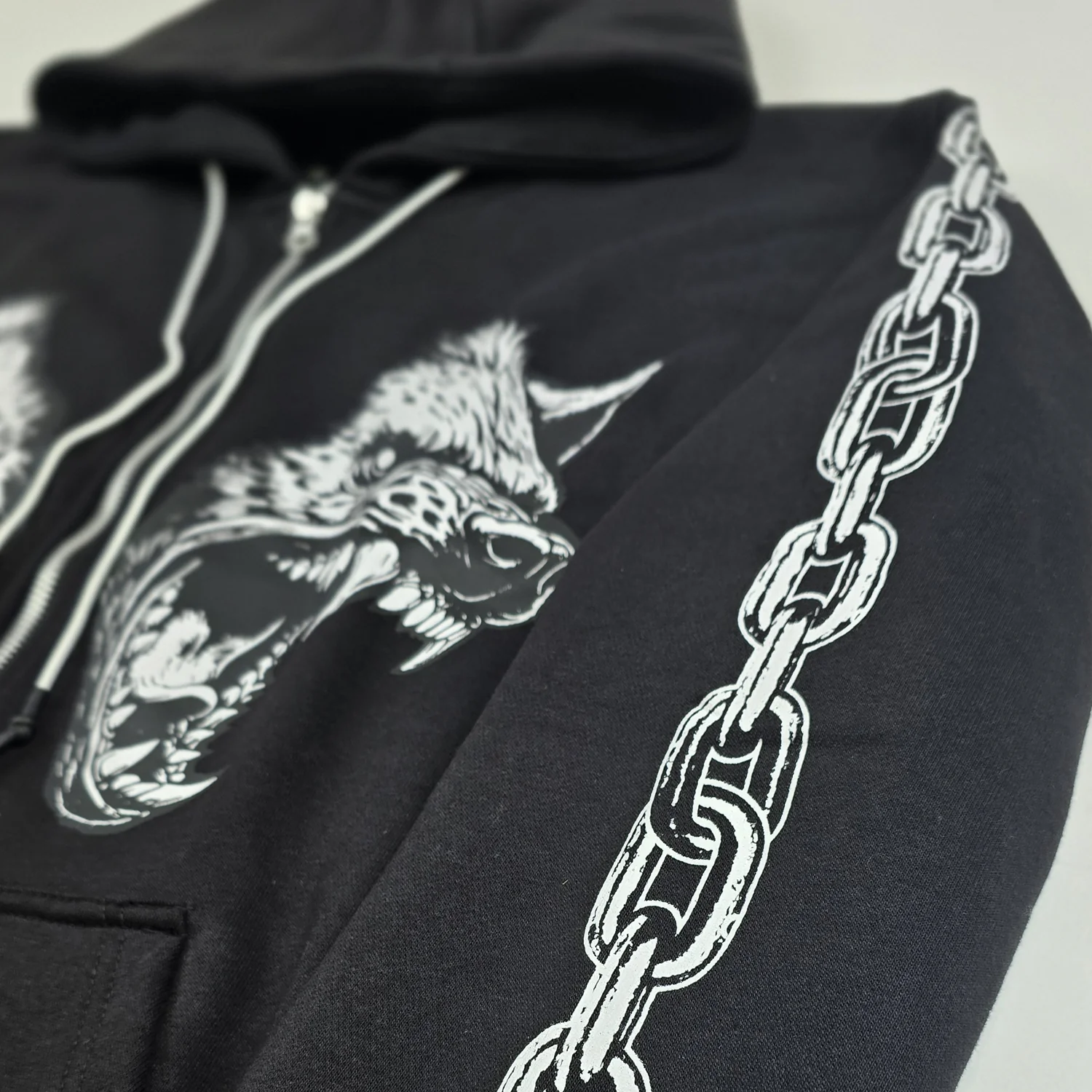 Cerberus Zip Up Hoodie Black