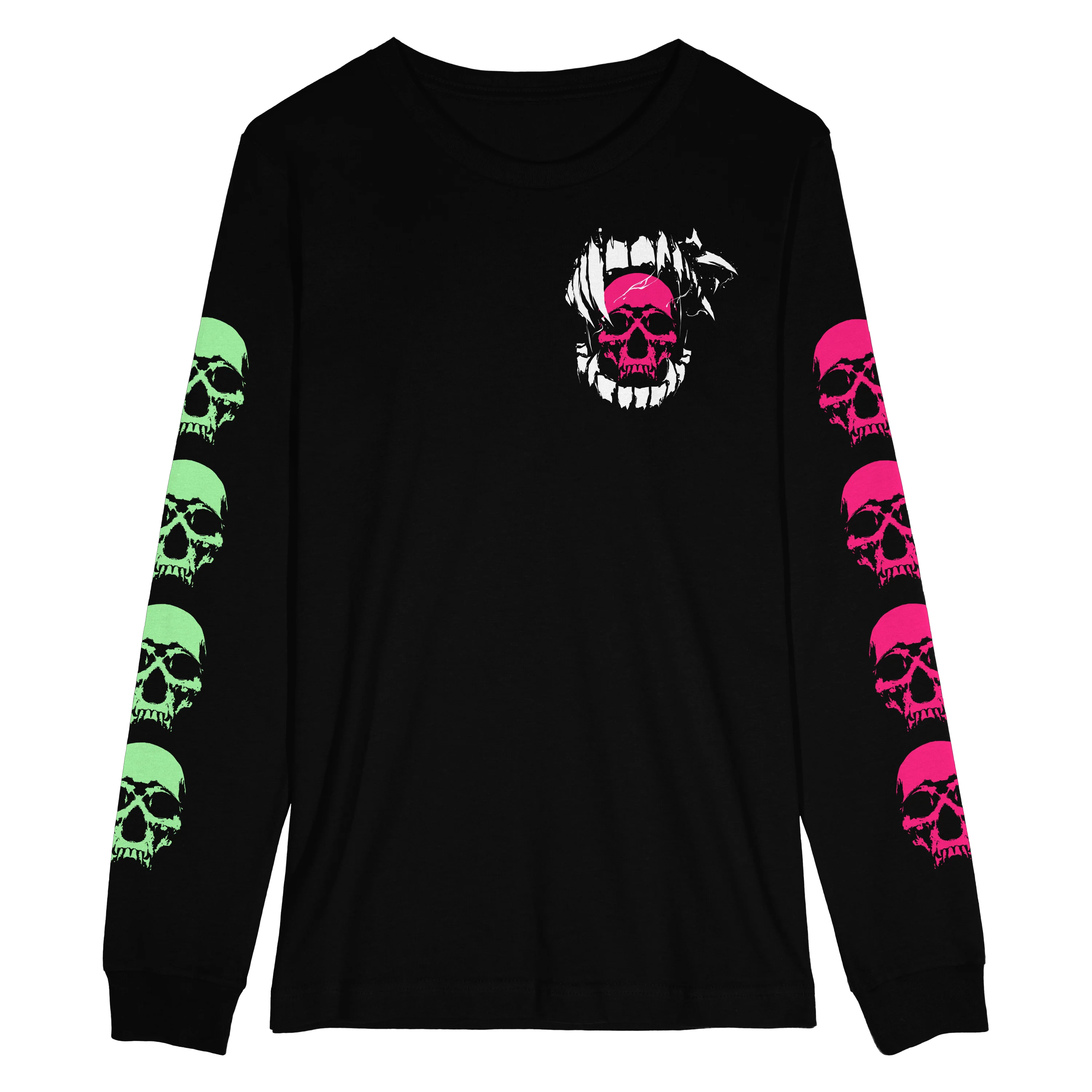 3 Skulls Long Sleeve T-Shirt Black