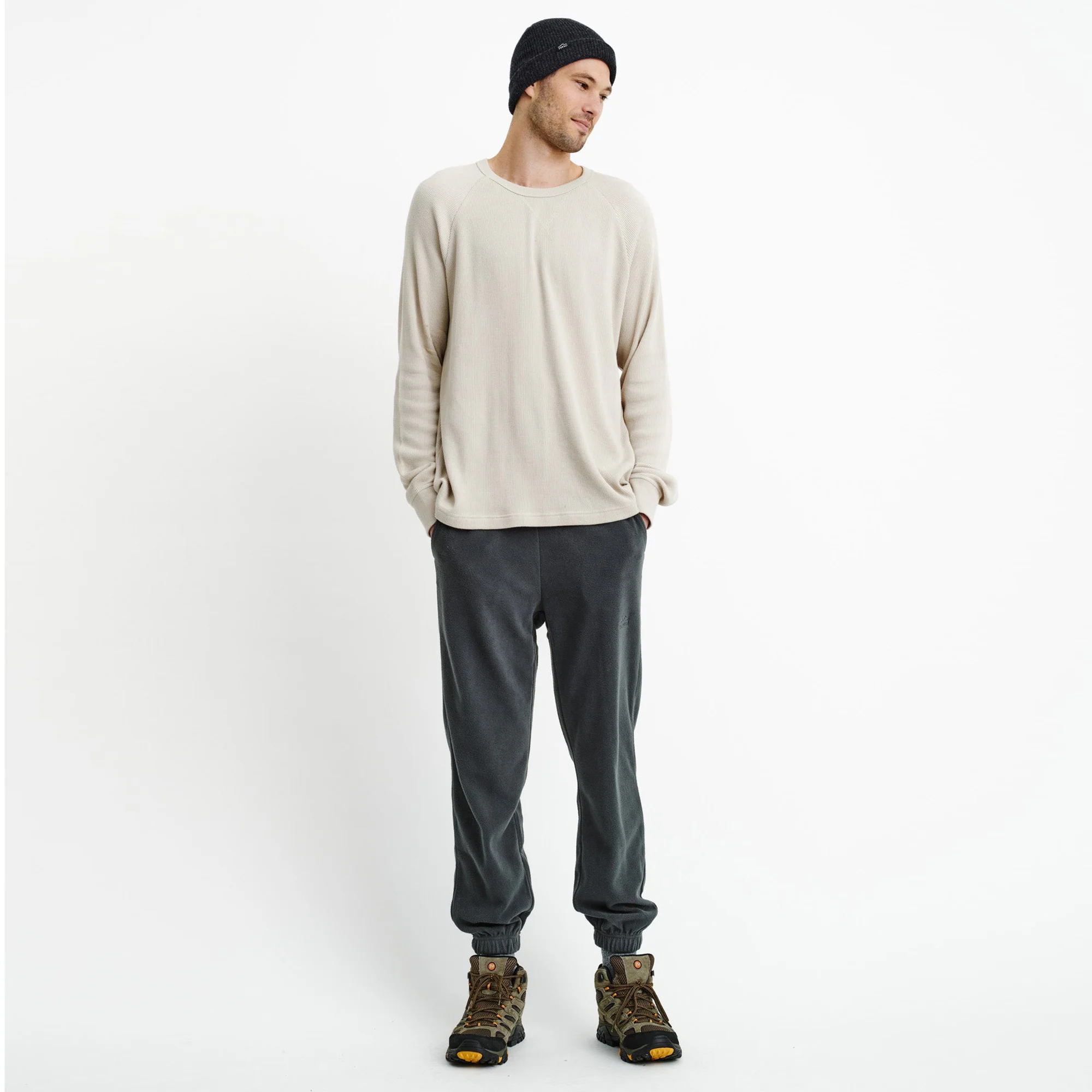 Mens Waffle Long Sleeve Tee Natural