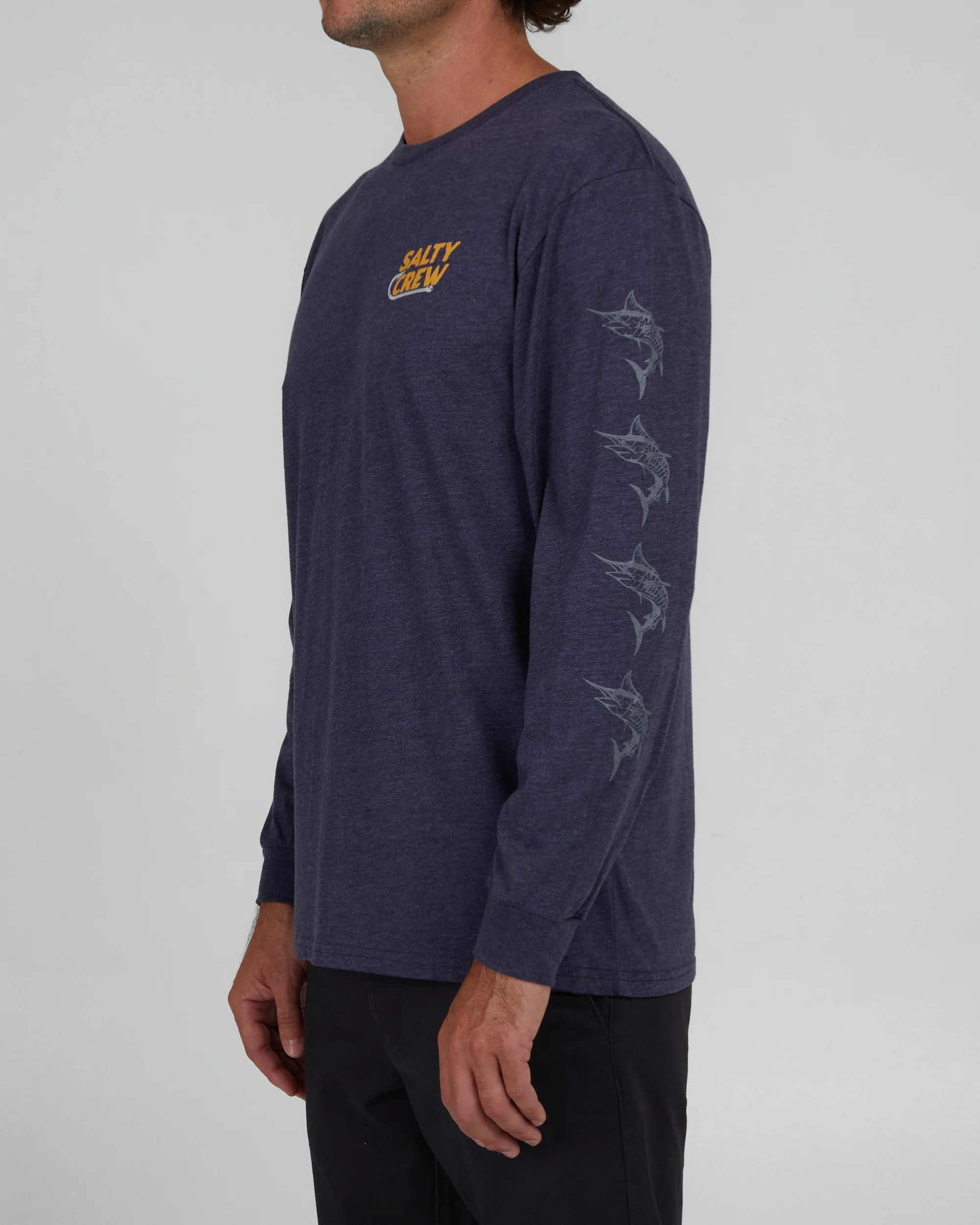 Hook Up Navy Heather L/S Premium Tee