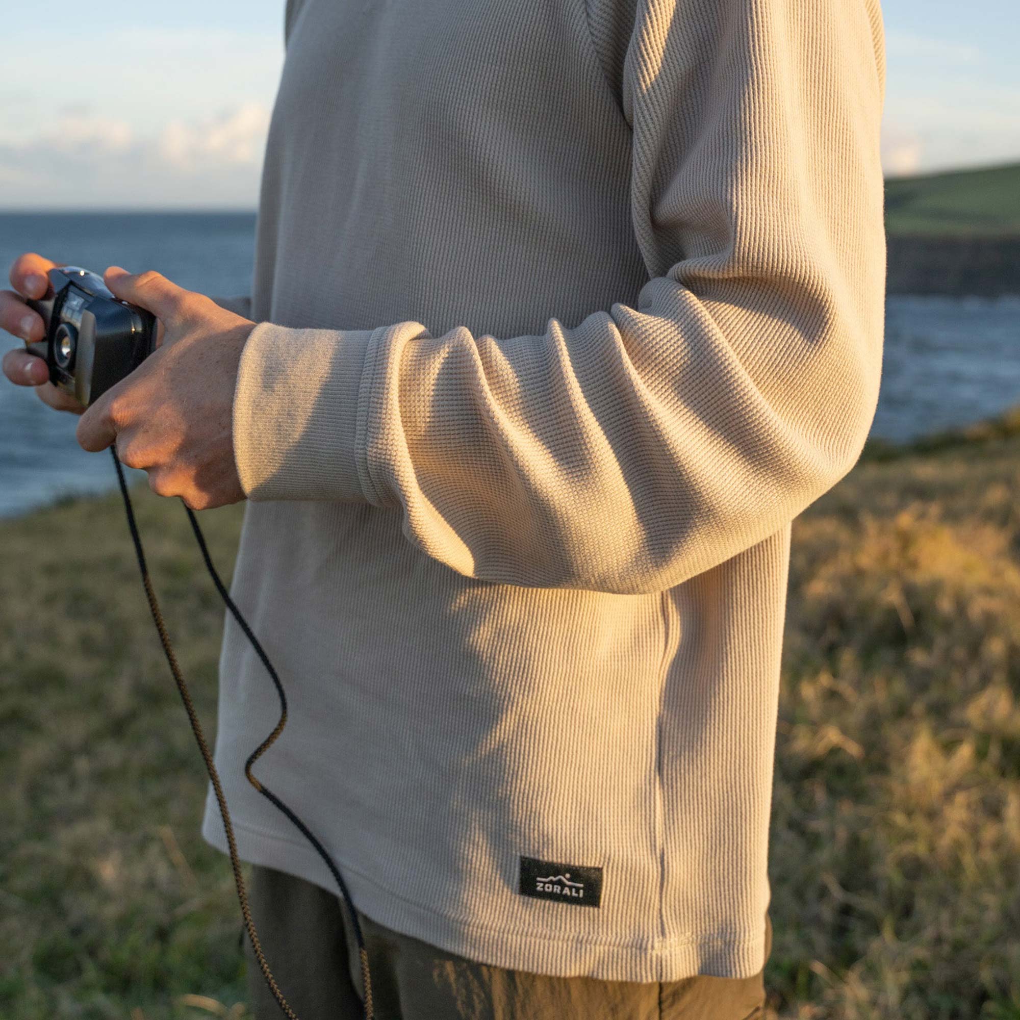 Mens Waffle Long Sleeve Tee Natural