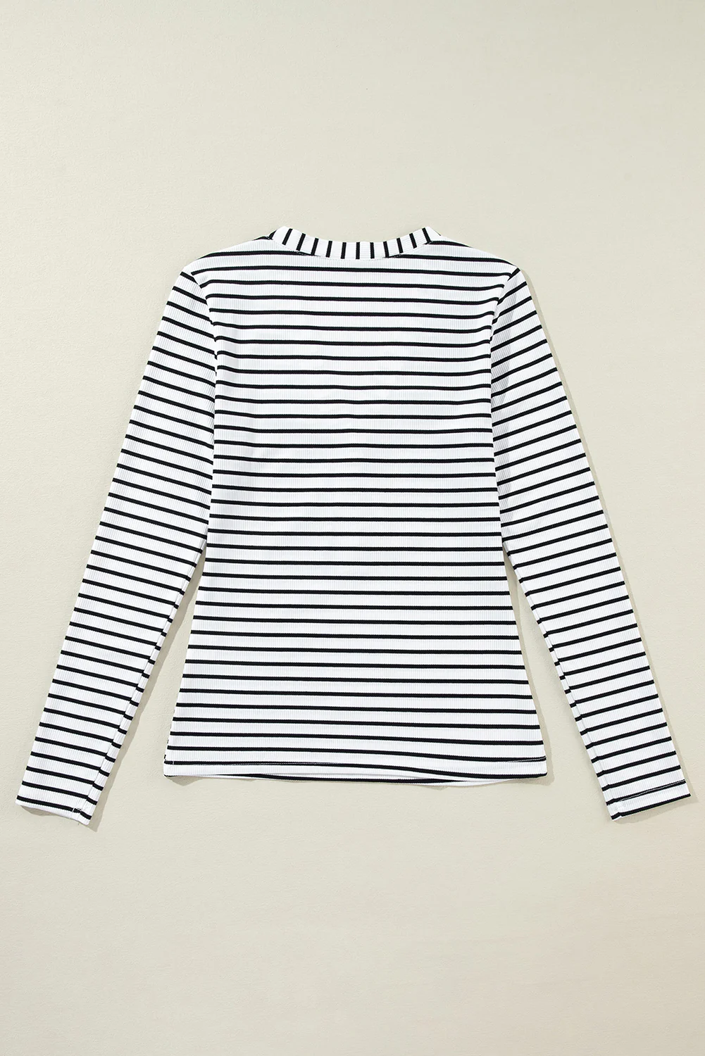 Stripe Slim Fit Buttoned V Neck Long Sleeve T Shirt