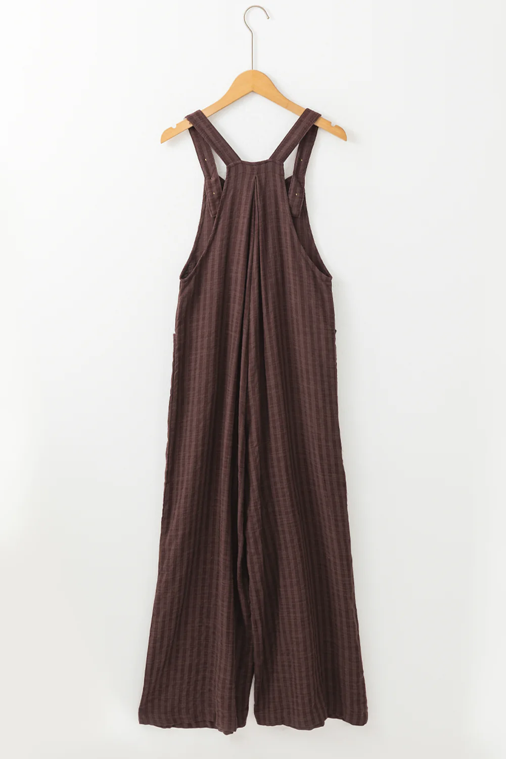 Striped Pleated Wide Leg Pocketed Jumpsuit