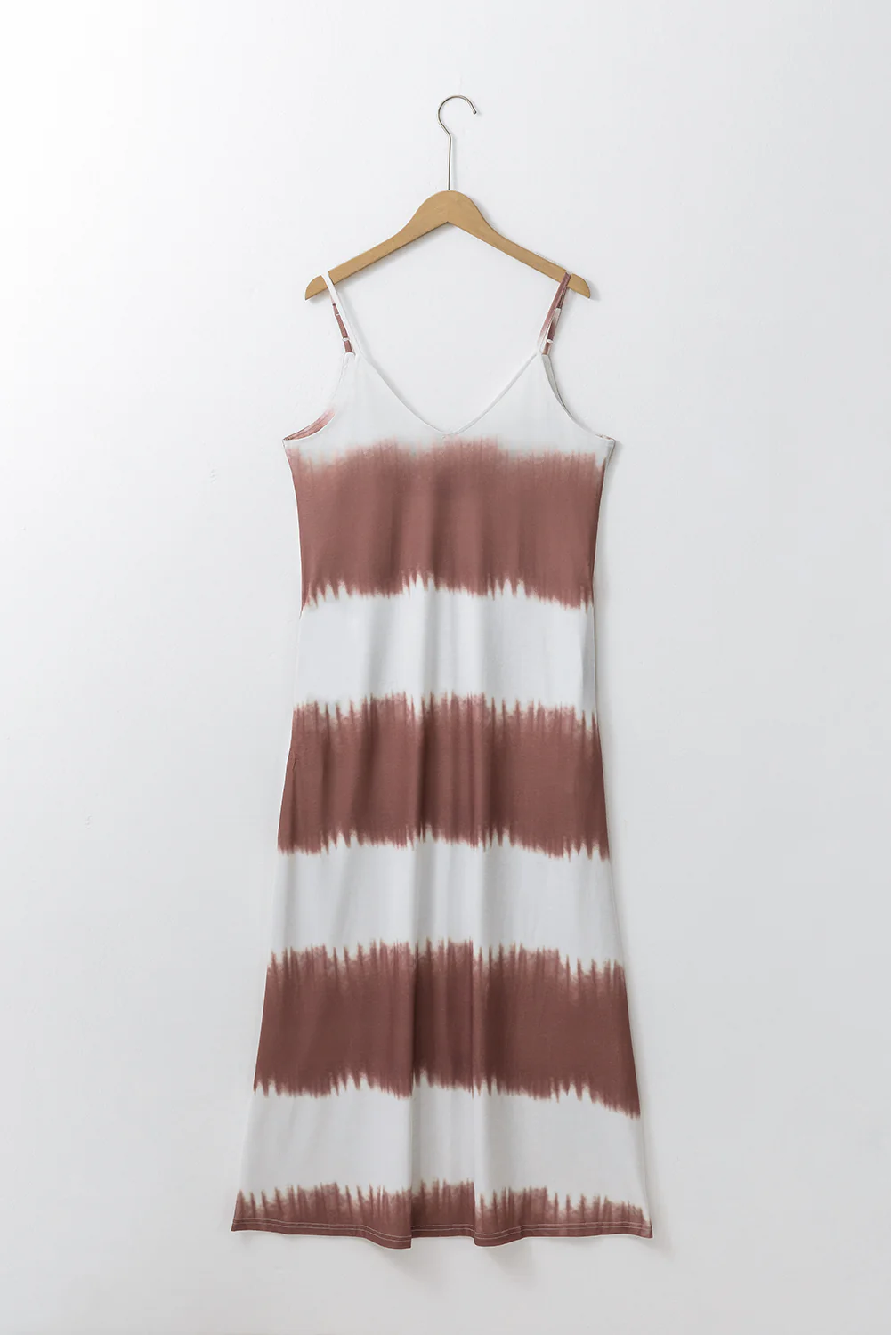 White Stripe Striped Tie Dye Spaghetti Strap Maxi Dress