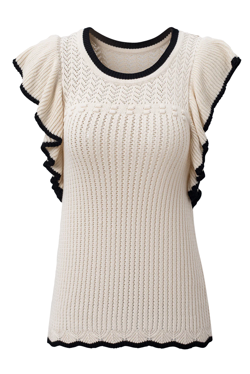 Crochet Eyelet Flounce Tank Top