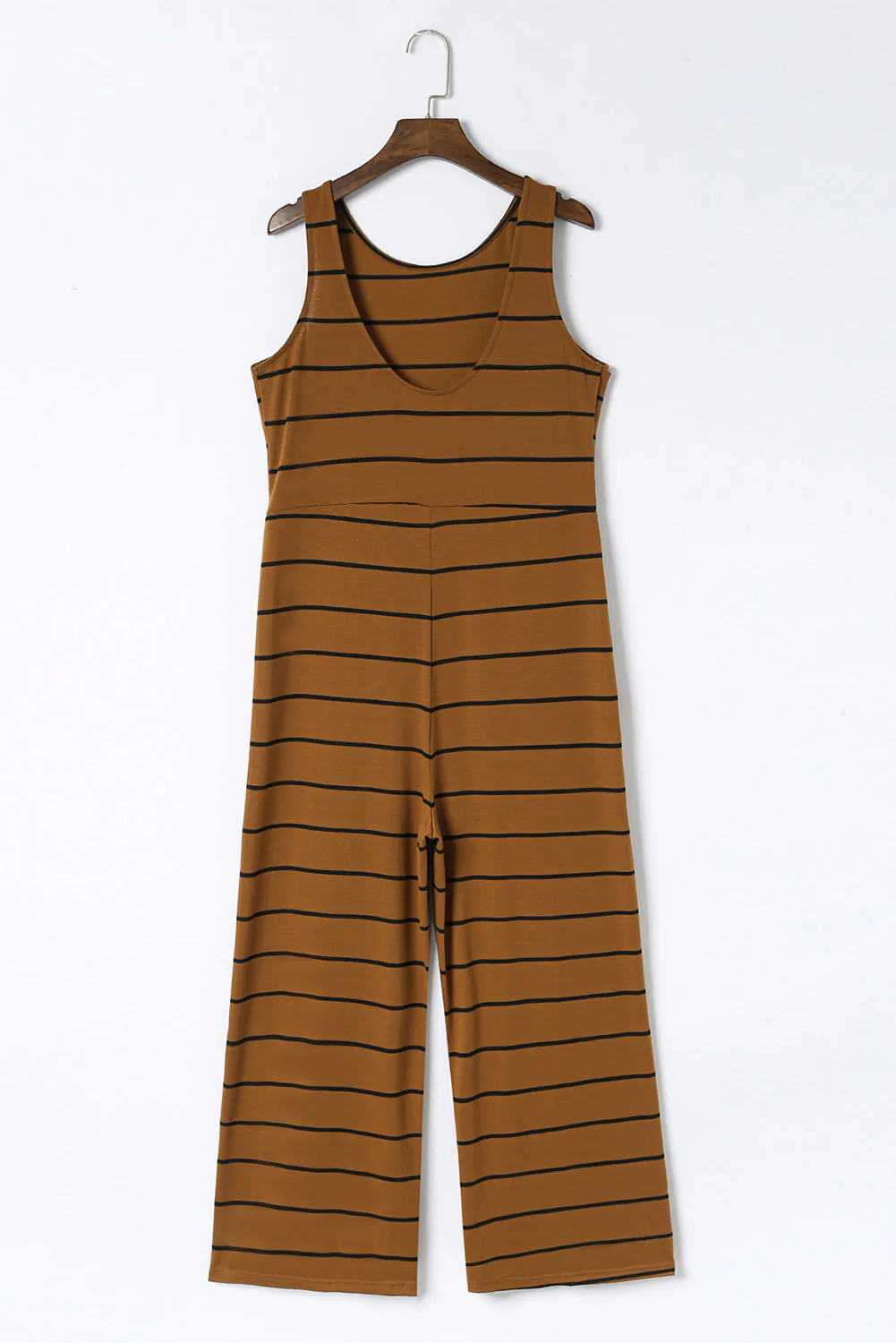 Stripe Print Open Back Sleeveless Maxi Dress with Slits