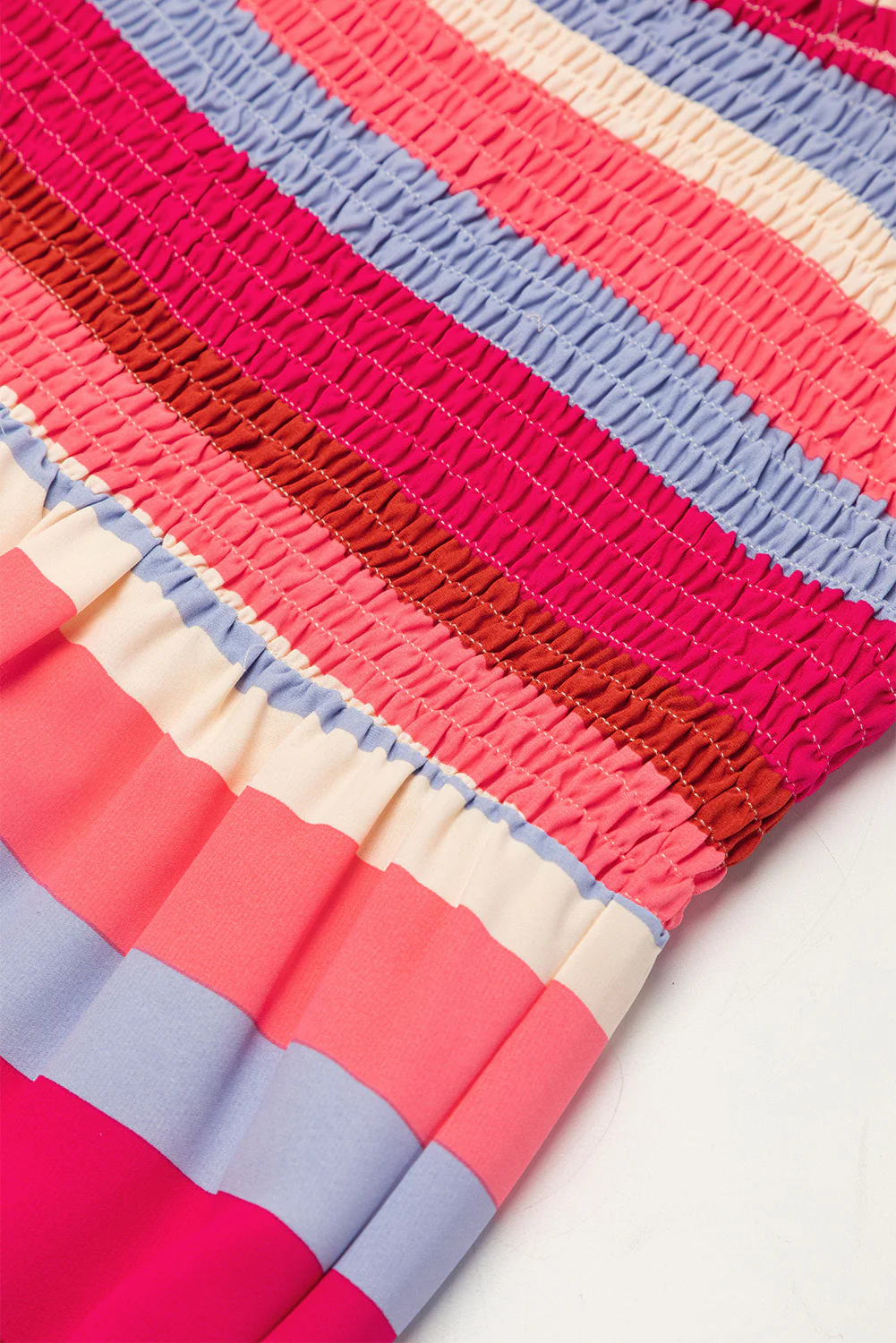 Ruffled Straps Smocked Tiered Long Dress