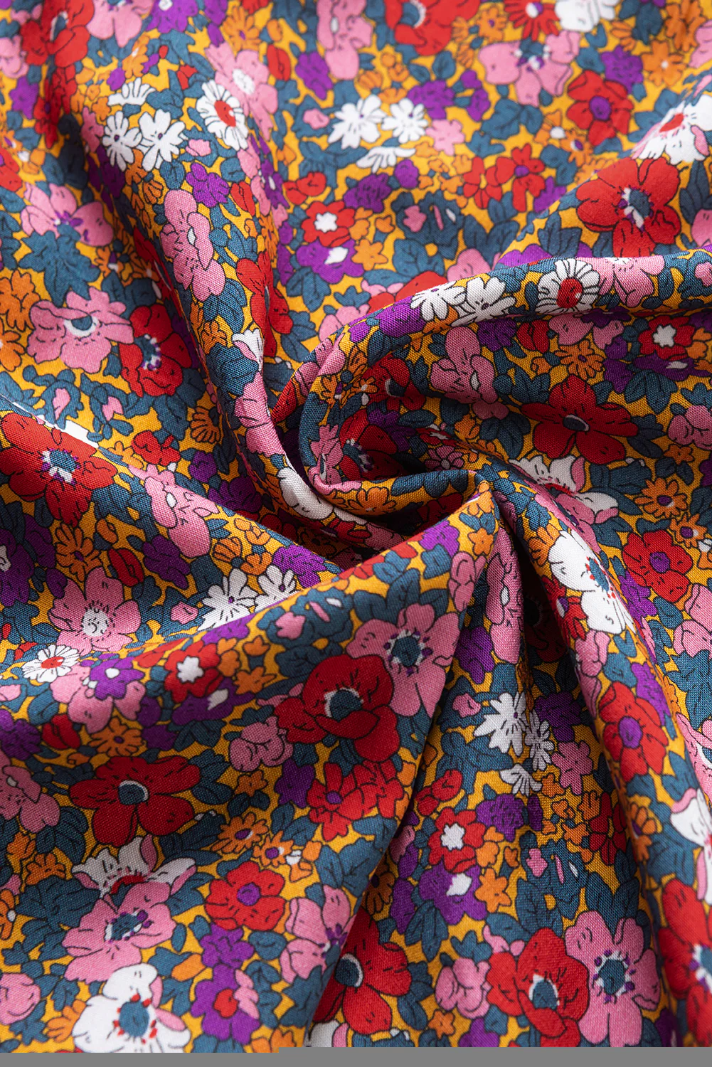 Print Knotted High Neck Puff Sleeve Blouse