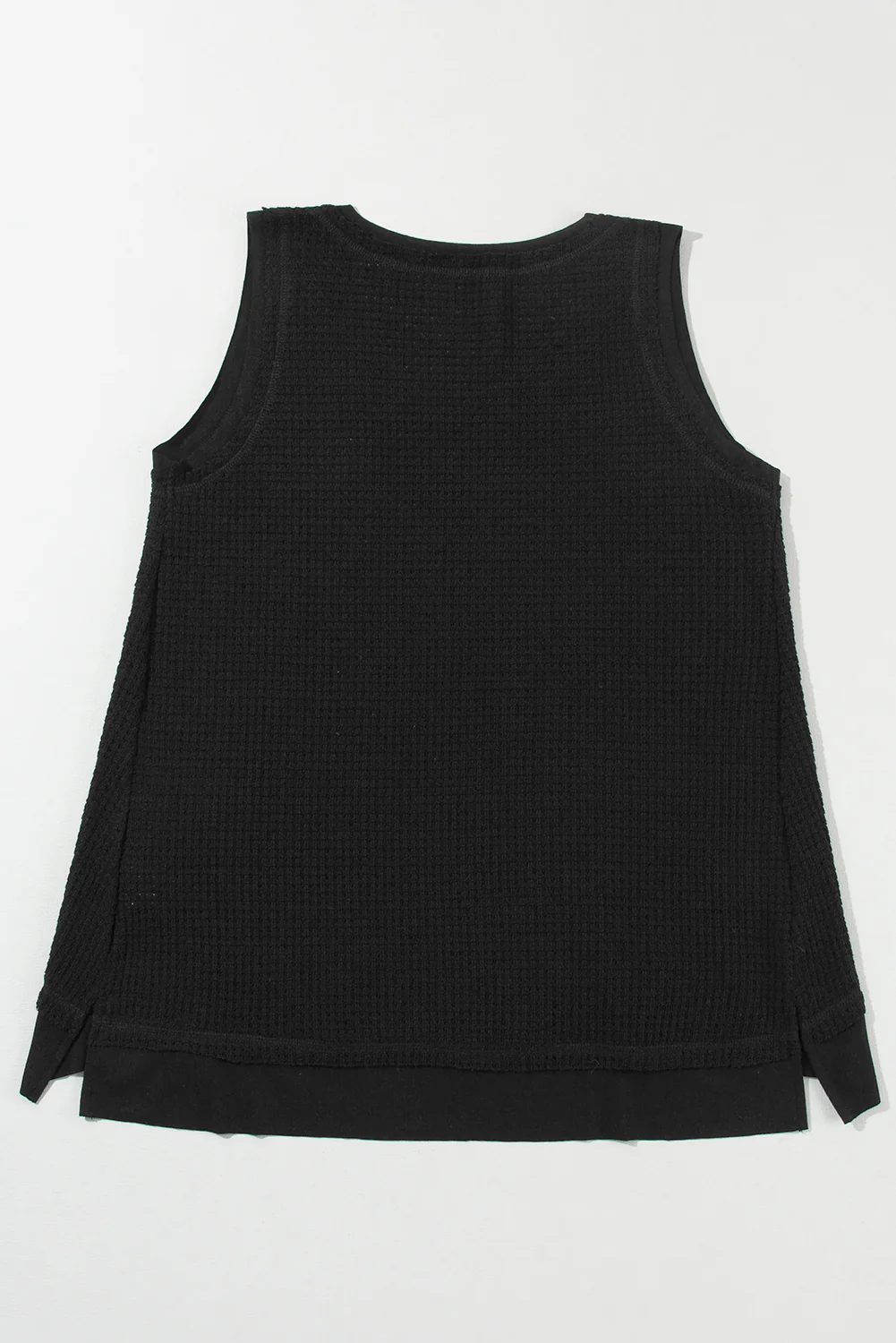 Scoop Neck Waffle Knit Flowy Vest