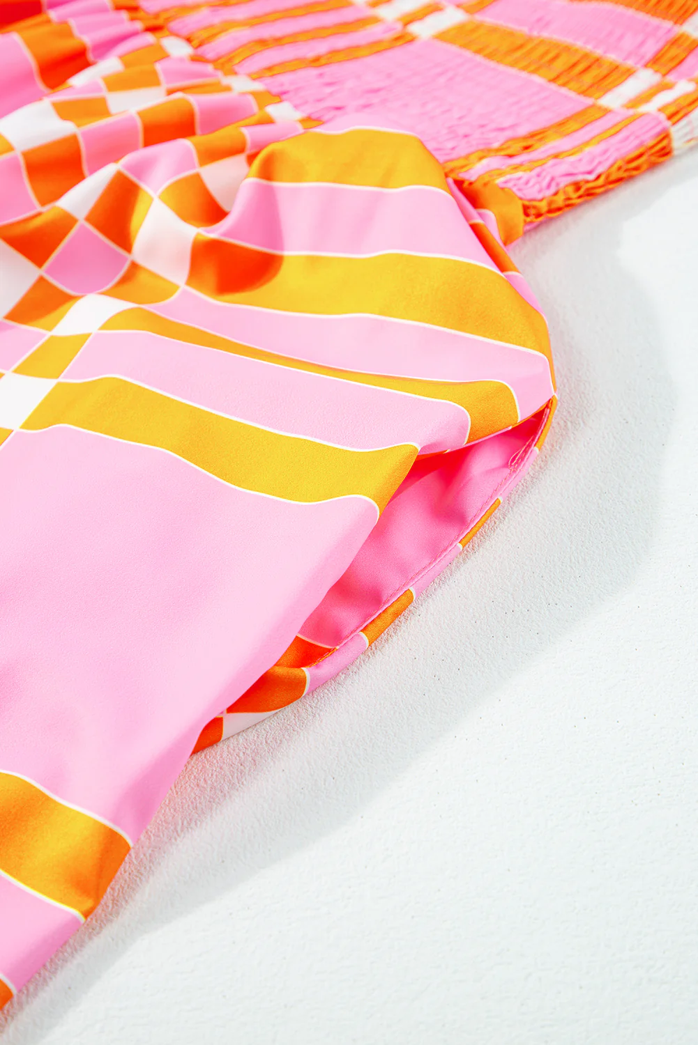 Boho Gingham Tied Straps Smocked Maxi Dress