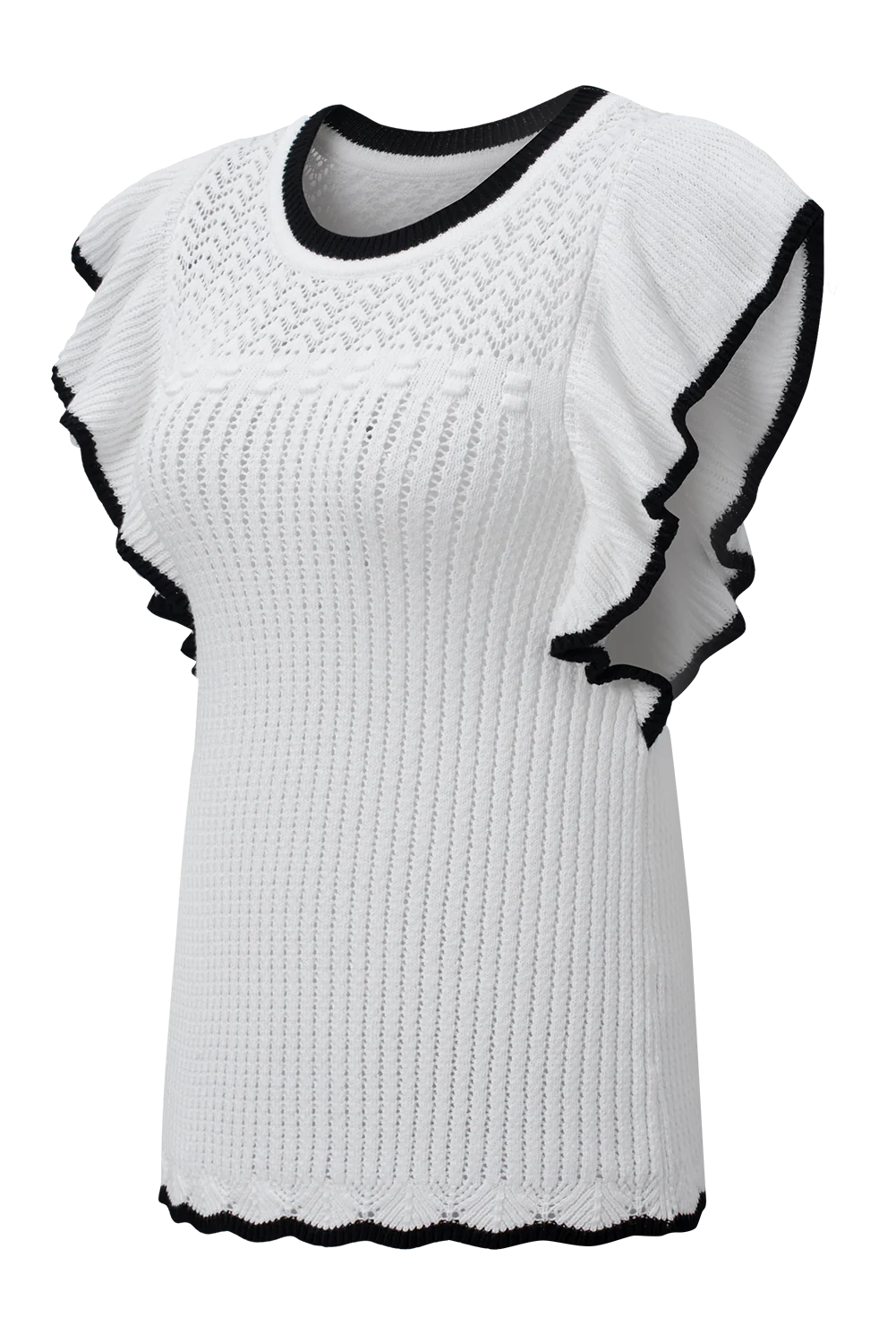 Crochet Eyelet Flounce Tank Top