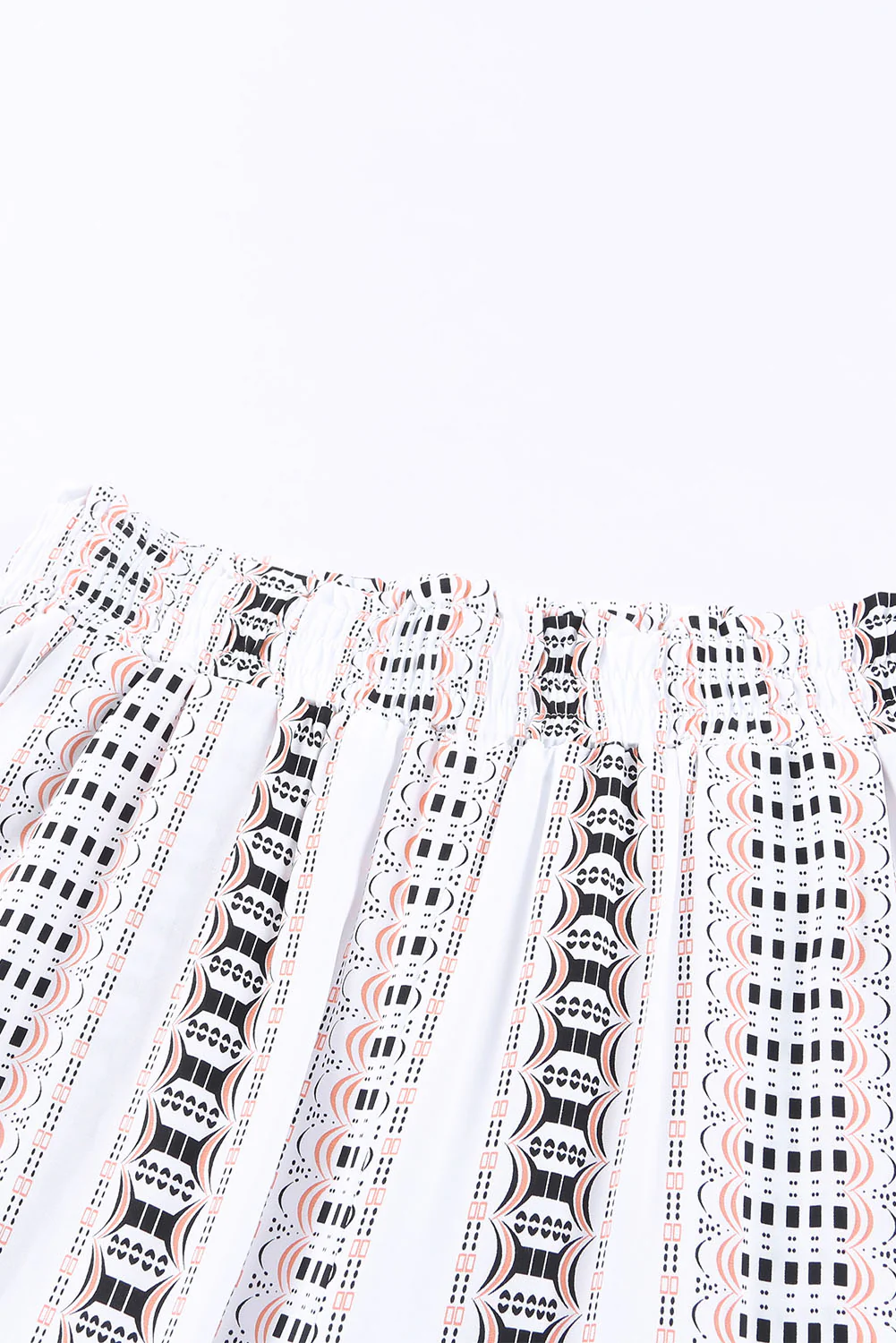 Geometric Pattern Print Shirred Wide Leg Pants