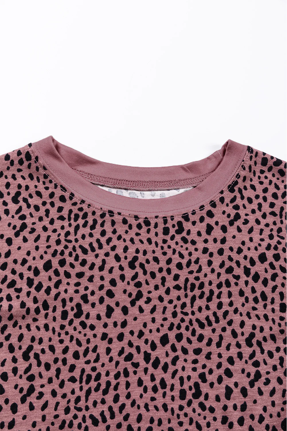 Animal Spotted Print Round Neck Long Sleeve Top