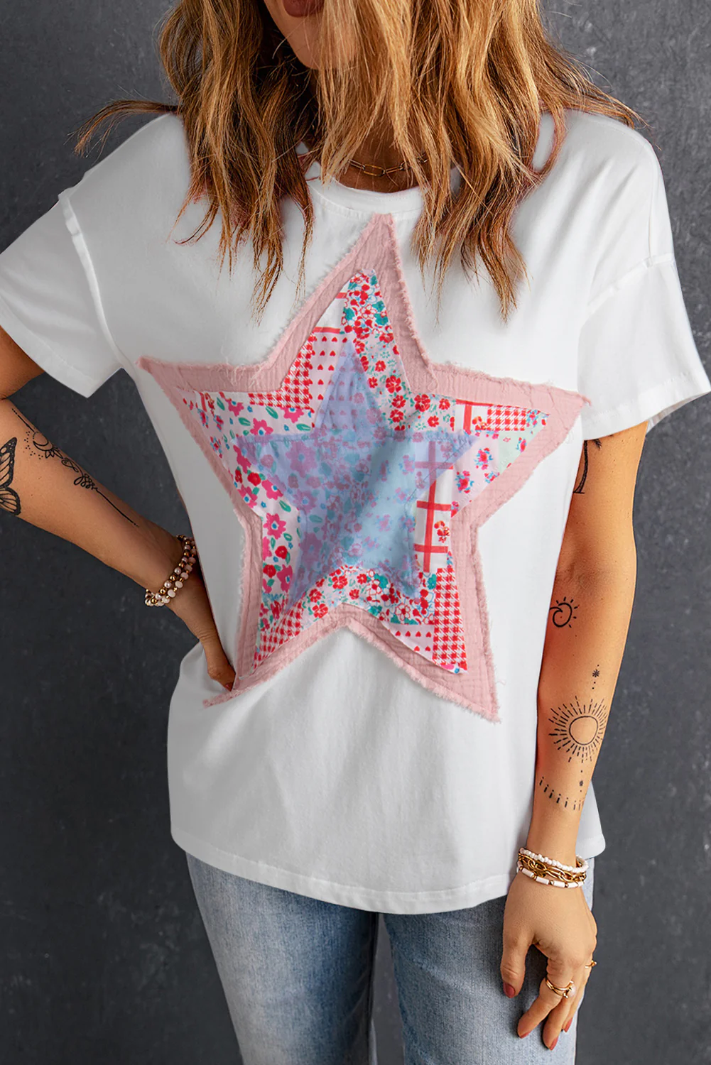 Star Patchwork Loose T-shirt