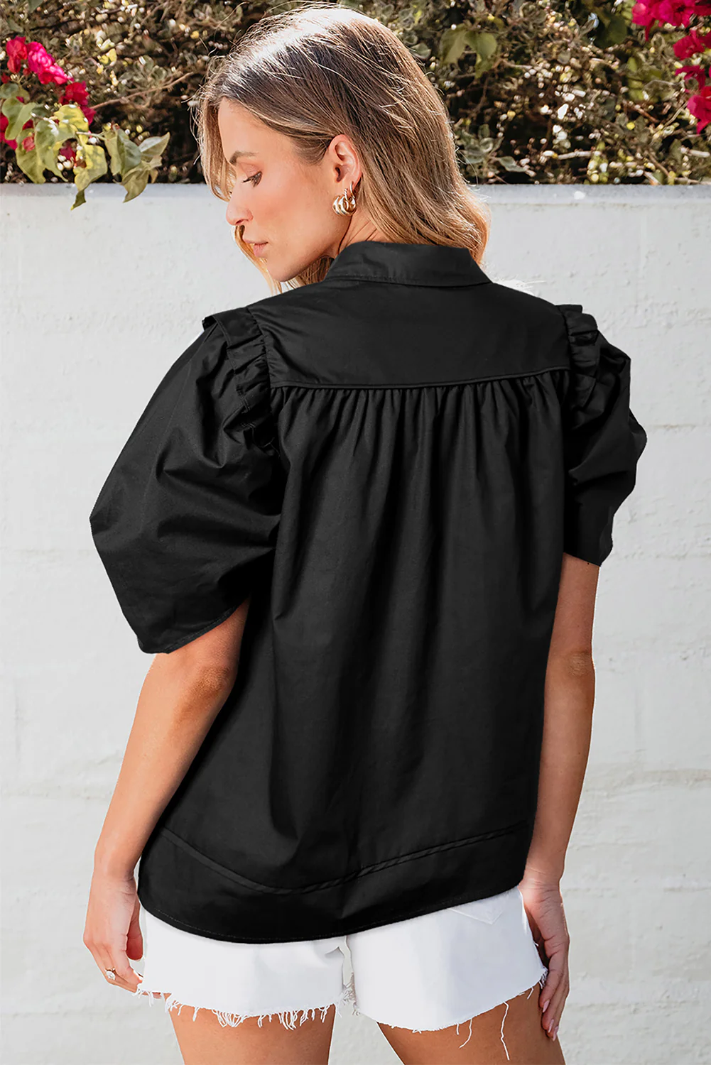 Crisp Puff Sleeve Loose Shirt