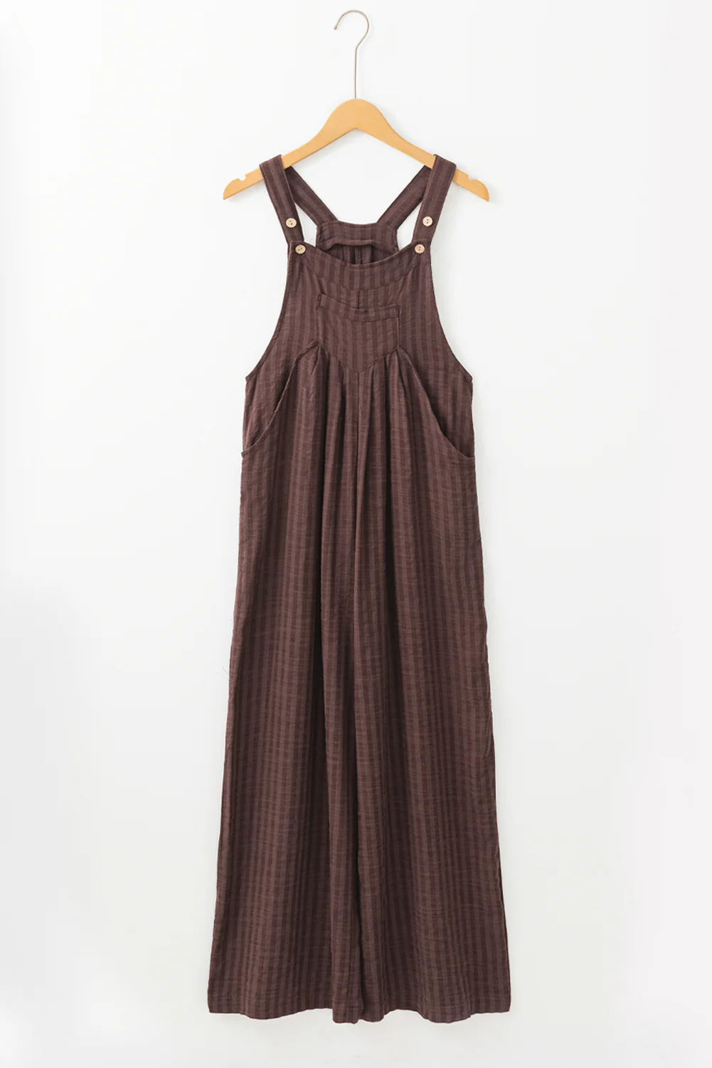 Striped Pleated Wide Leg Pocketed Jumpsuit