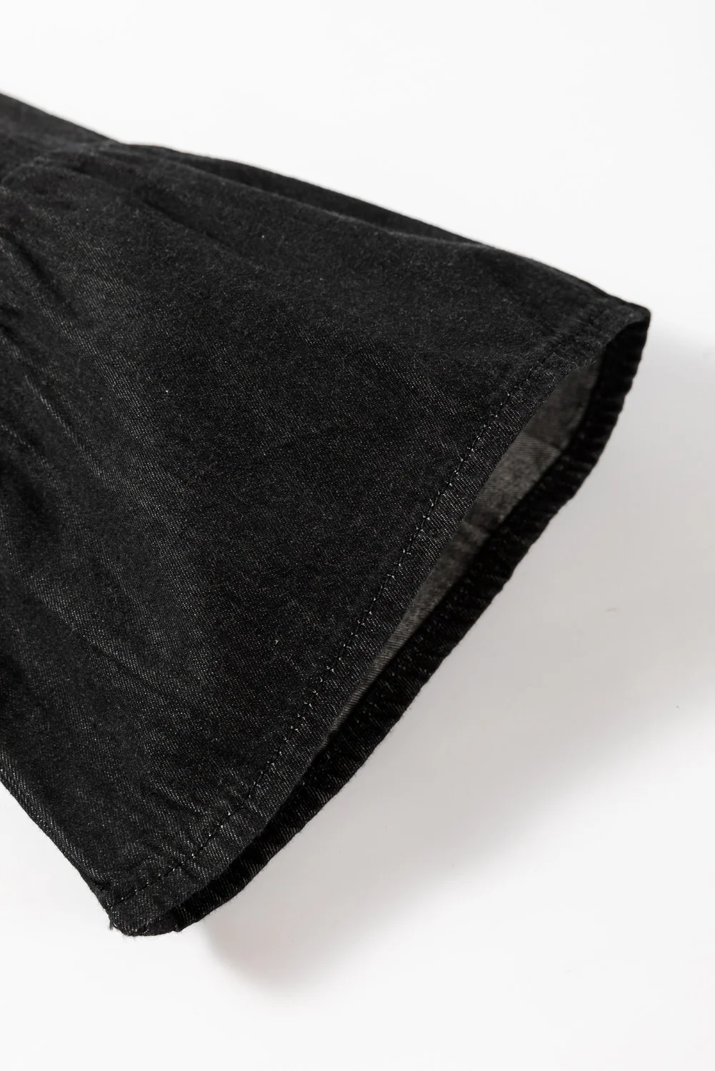 Chambray Ruffled 3/4 Sleeve Tiered Split V Neck Mini Dress