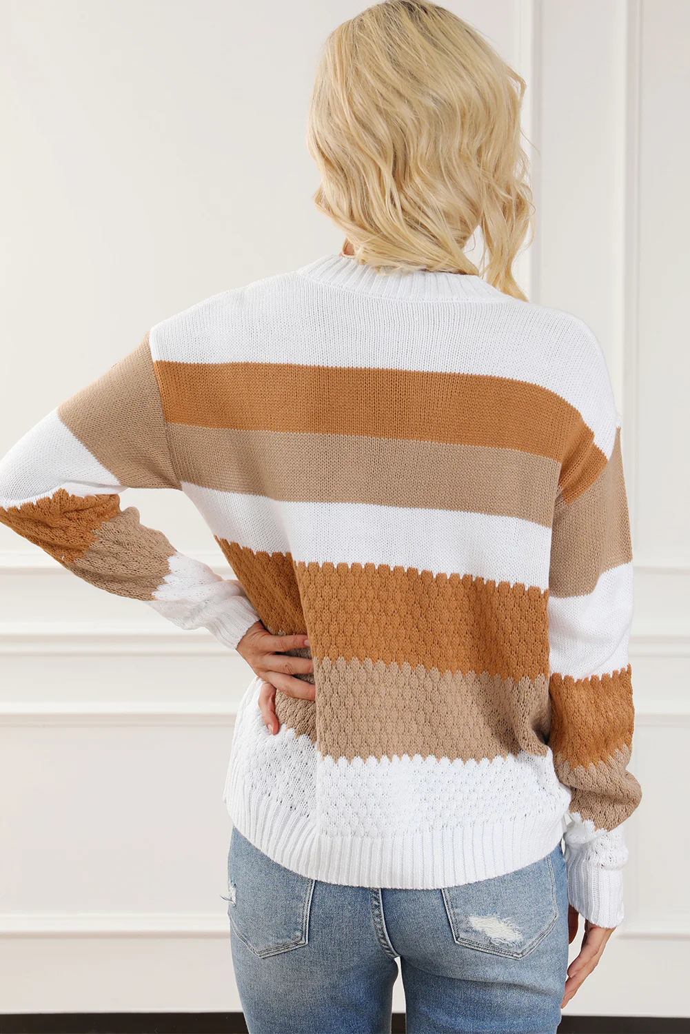 Cable Knit Drop Shoulder Sweater