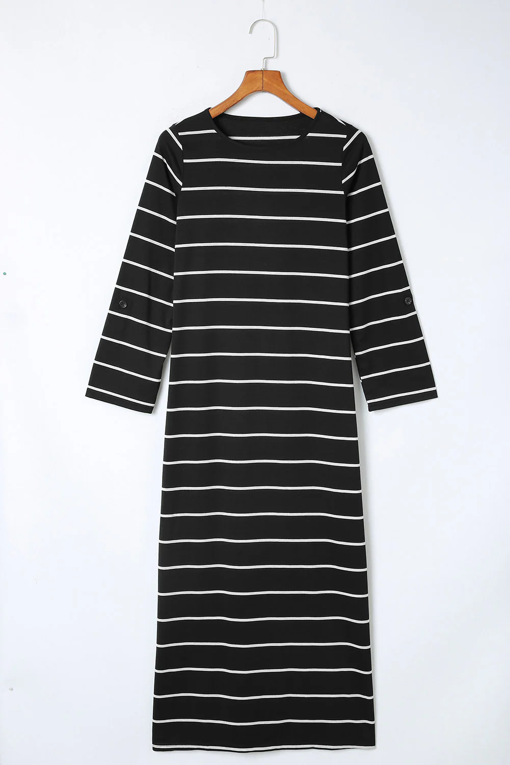 Stripe Print Open Back Sleeveless Maxi Dress with Slits