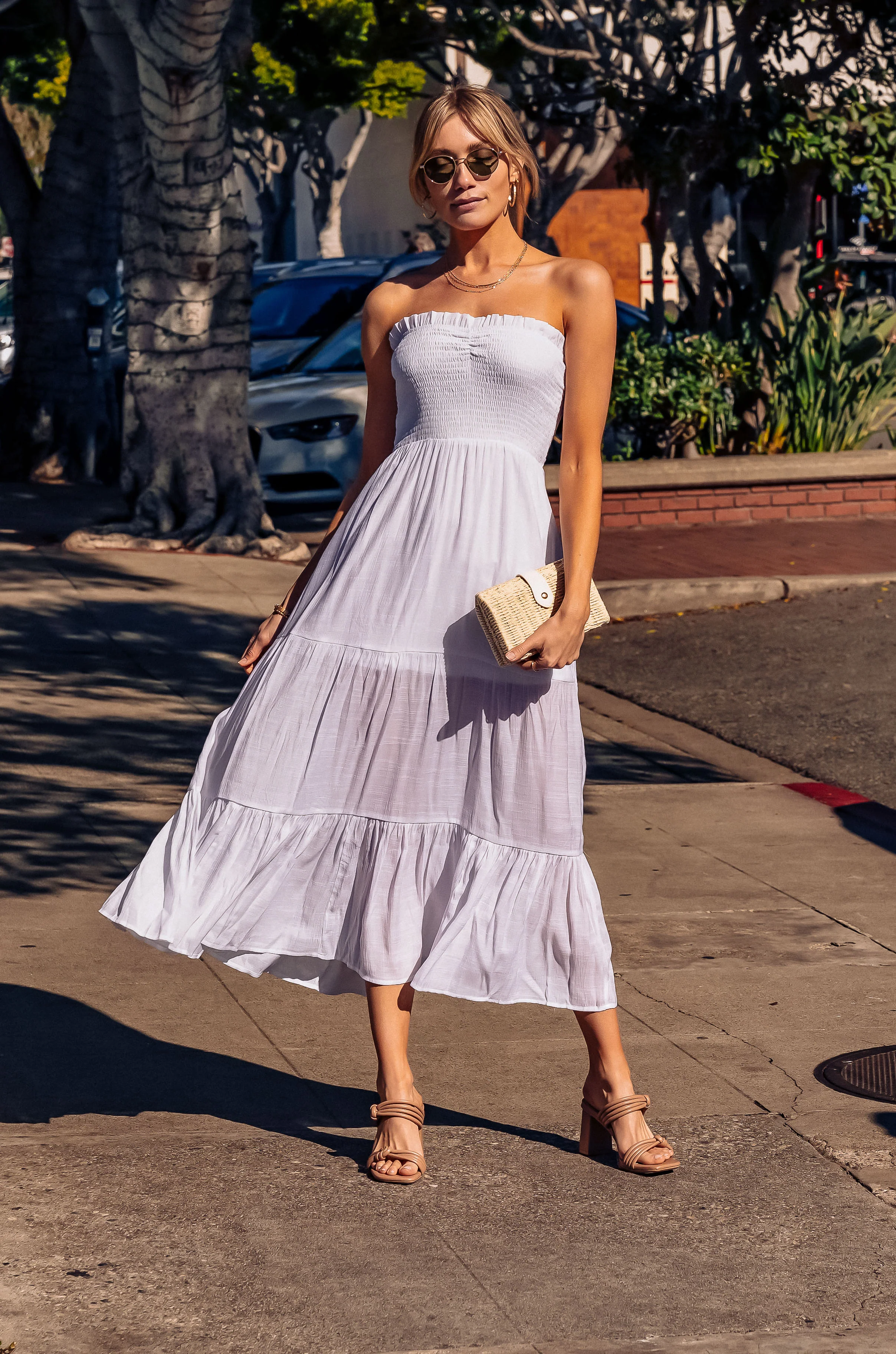 White Stephanie Strapless Maxi Dress