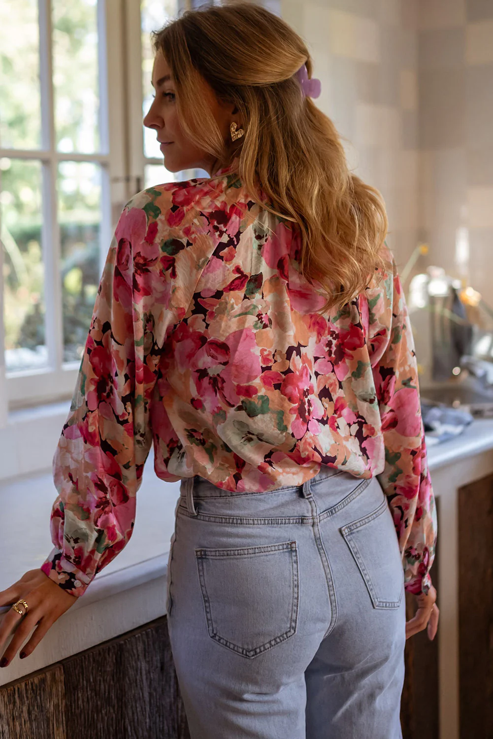 Ruffled Stitch Buttoned Loose Fit Shirt