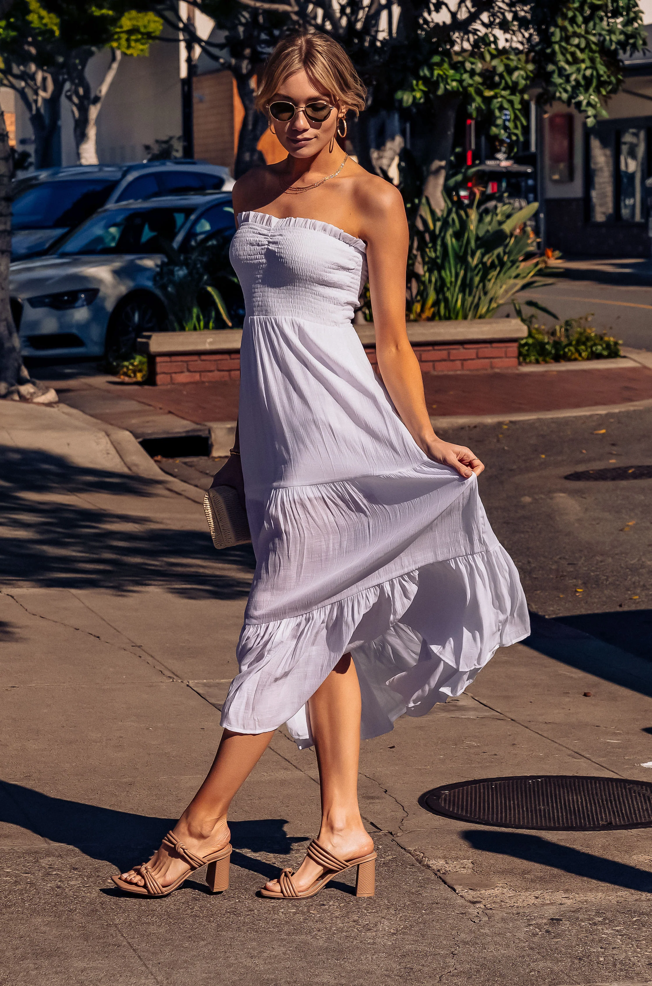 White Stephanie Strapless Maxi Dress