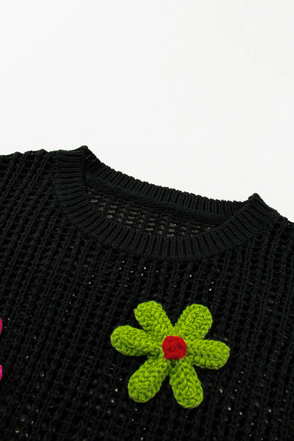 Crochet Flower Hollow-out Sweater T Shirt