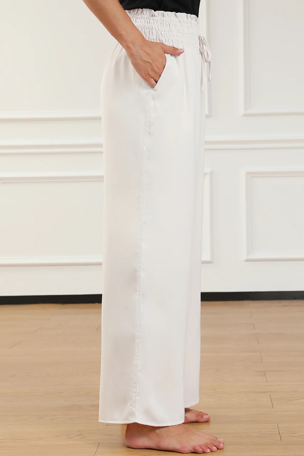 Smocked High Waist Wide Leg Pants