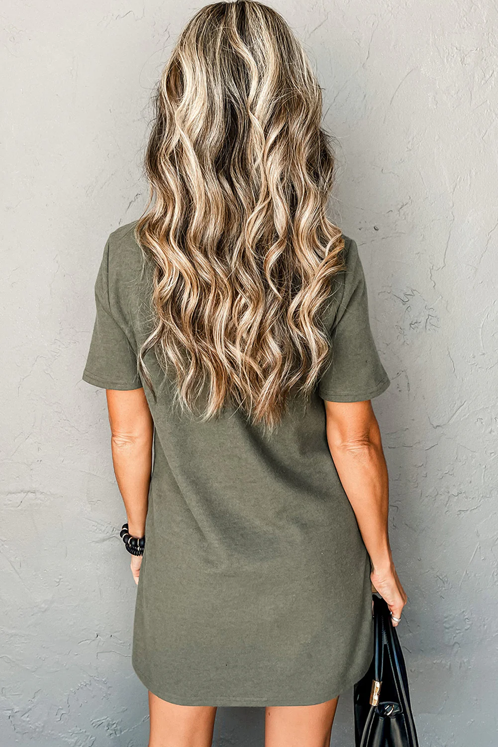 High Neck Cross Seam T-shirt Dress