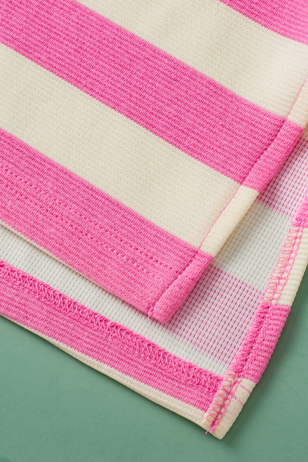 Stripe V Neck Collared Cap Sleeve Top