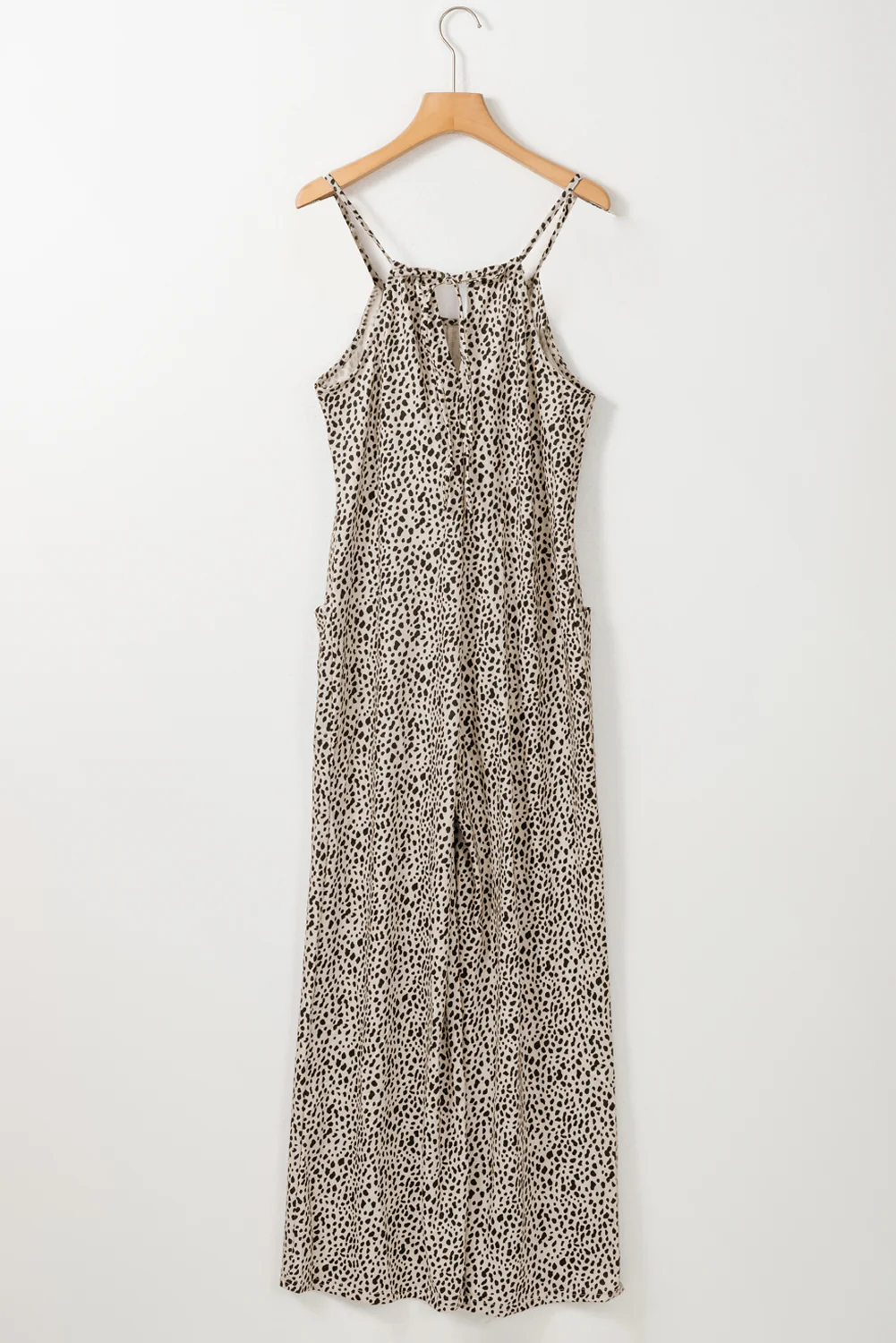 Leopard Print Wide Leg Spaghetti Straps Jumpsuit