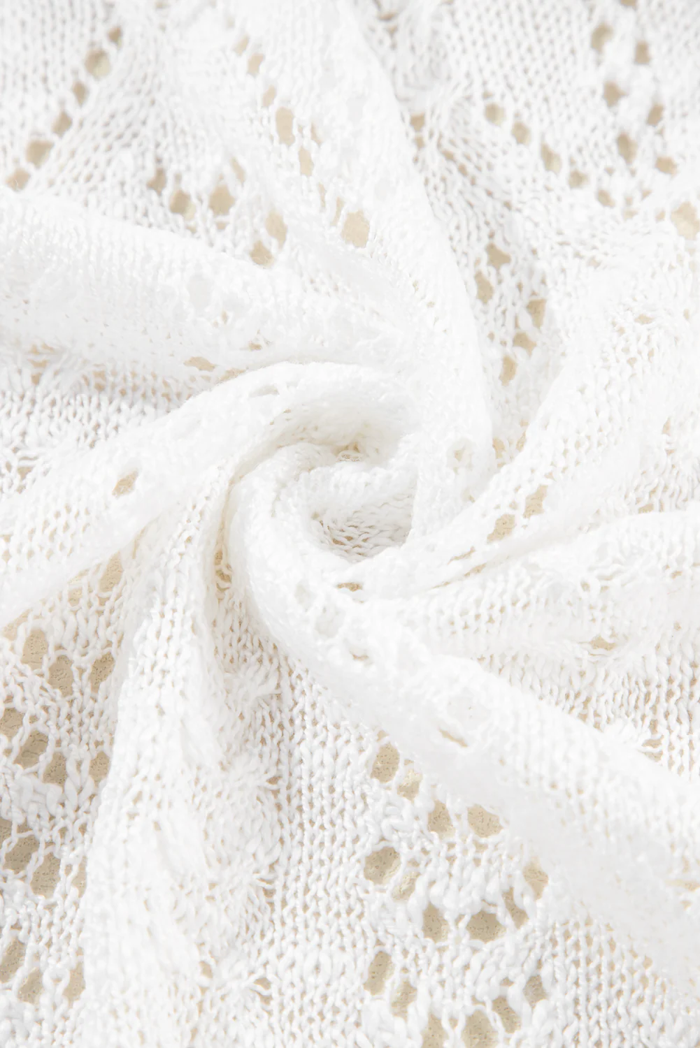 White Solid Open Knit Cardigan