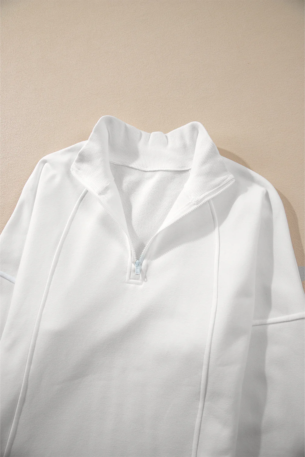 Zipped Neck Pullover Drop Shoulder Sweatshirt