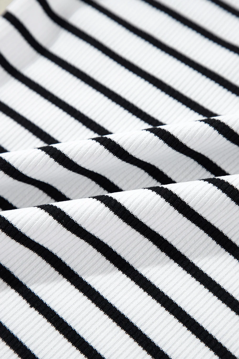 Stripe Slim Fit Buttoned V Neck Long Sleeve T Shirt