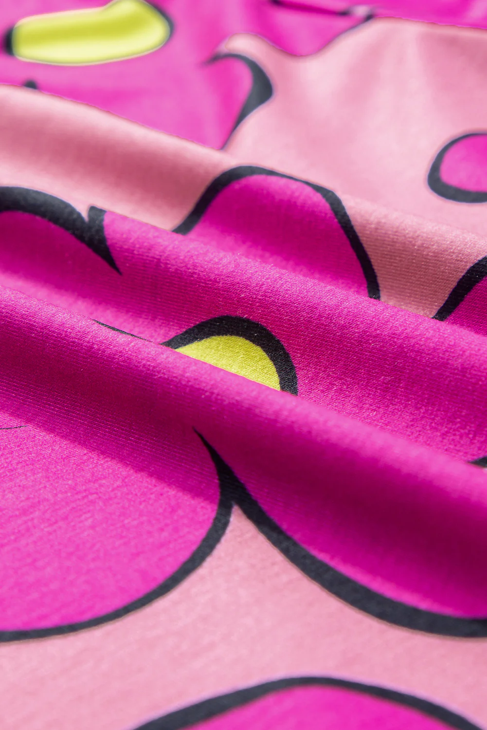 Flower Print Round Neck Cap Sleeve T Shirt