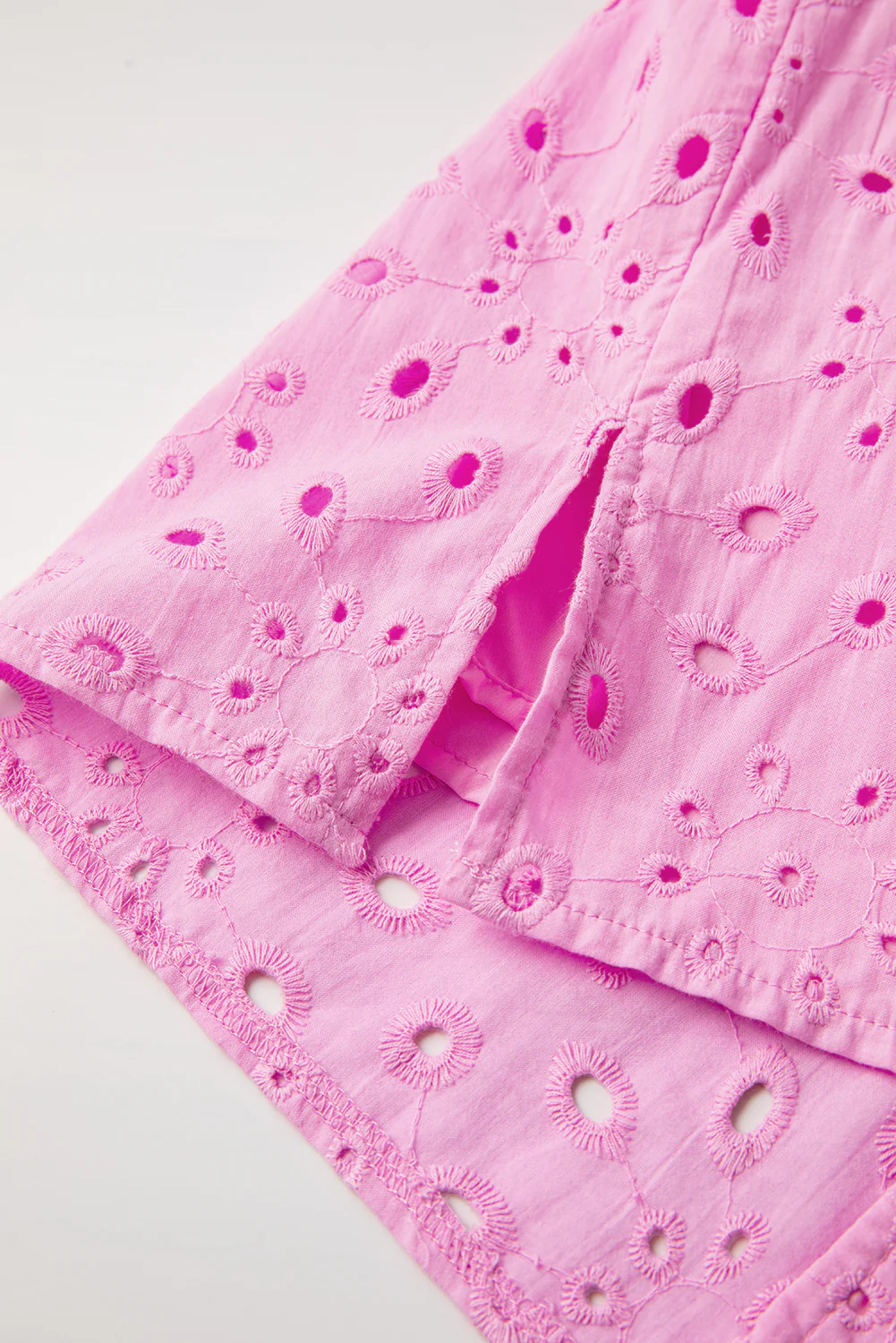 Flower Embroidered Hollow-out Puff Sleeve Blouse