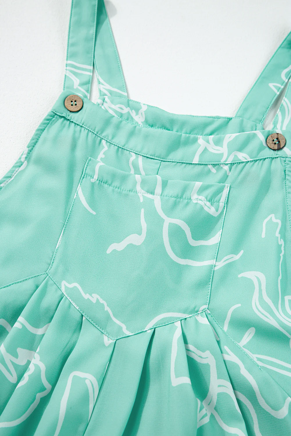 Printed Bib Wide Leg Overalls