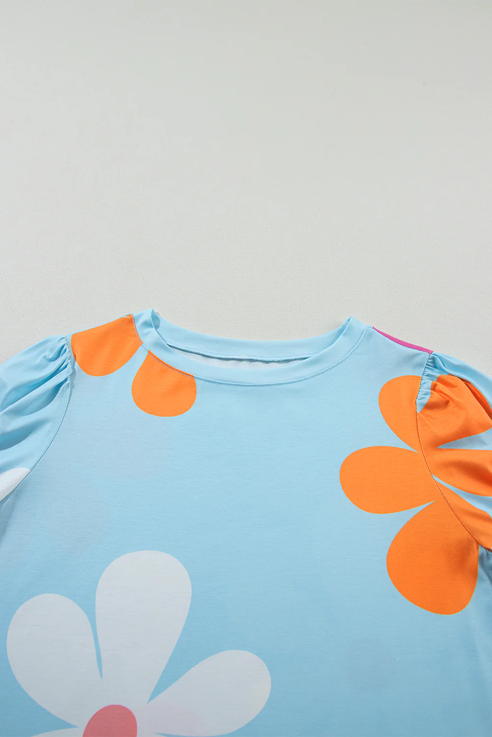 Flower Print Bubble Sleeve Tee