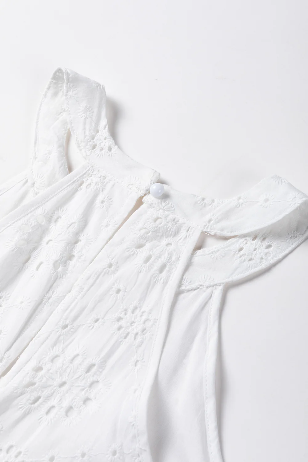 Boho Eyelet Pattern Halter Neck Sleeveless Dress